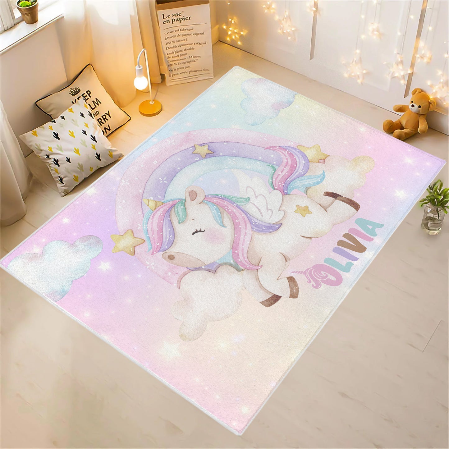 Rainbow Unicorn Playroom Rug