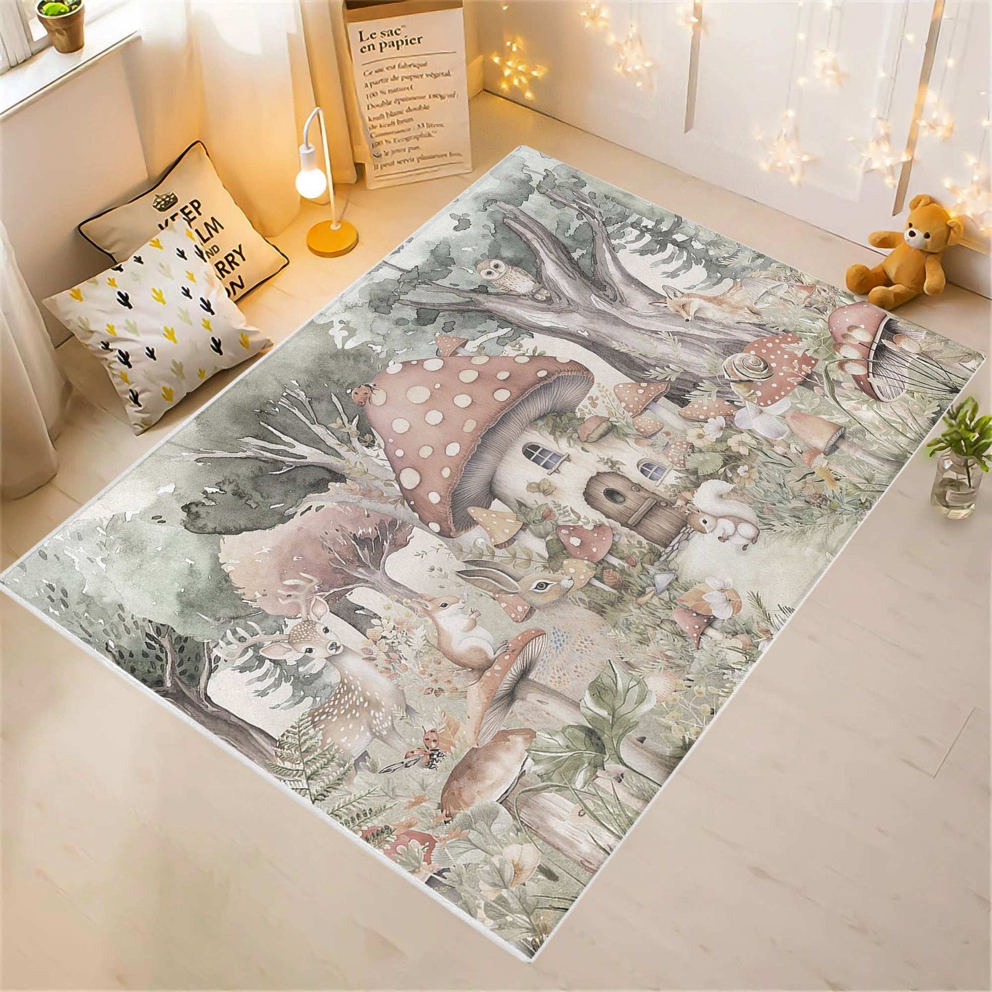 Mushroom House Nursery Rug