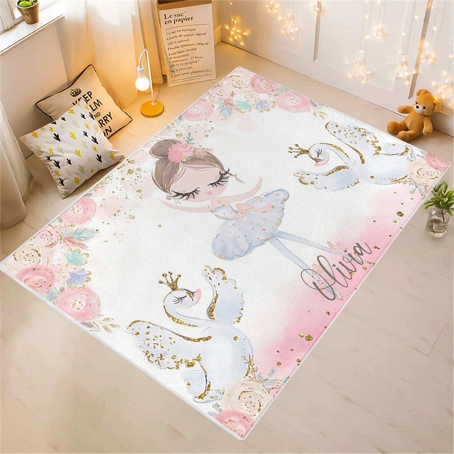 Swan Lake Ballerina Nursery Rug