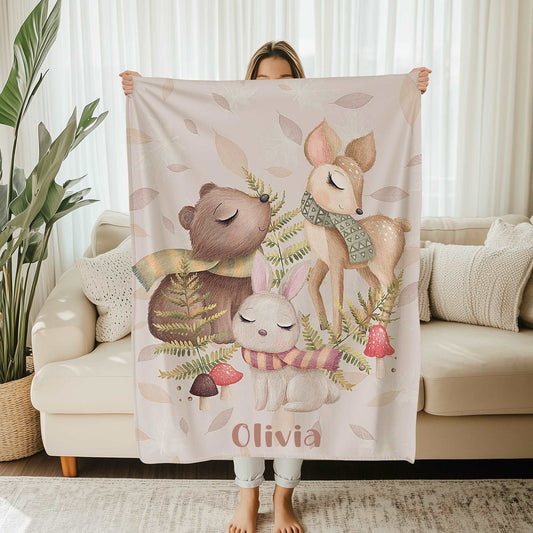 Woodland Animals Autumn Blanket