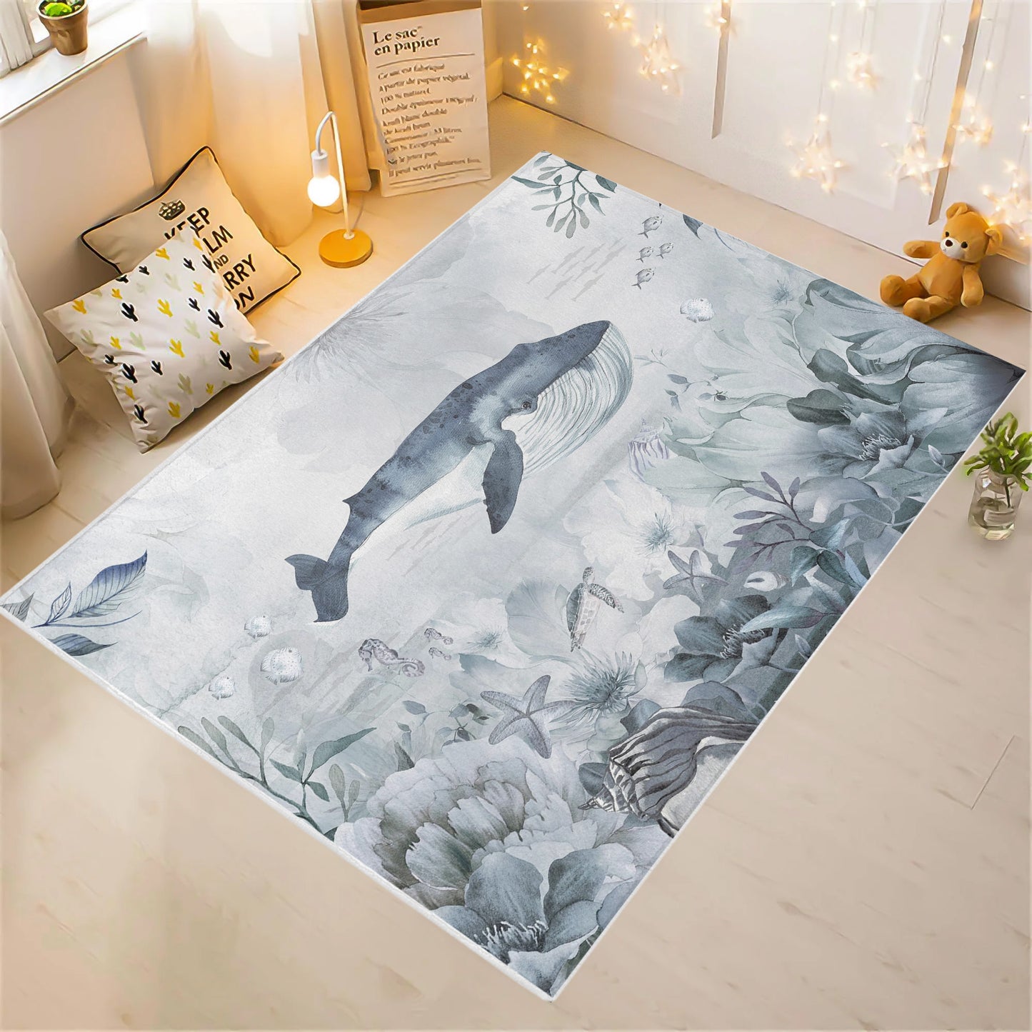 Ocean Whale Nursery Rug