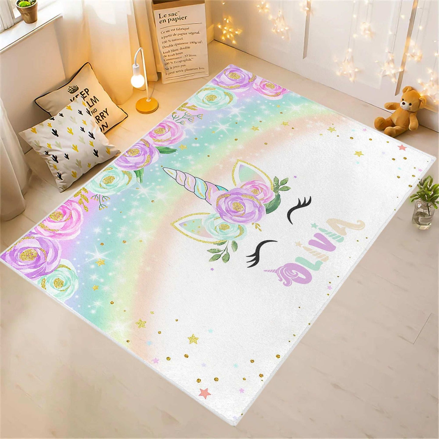 Rainbow Unicorn Nursery Rug