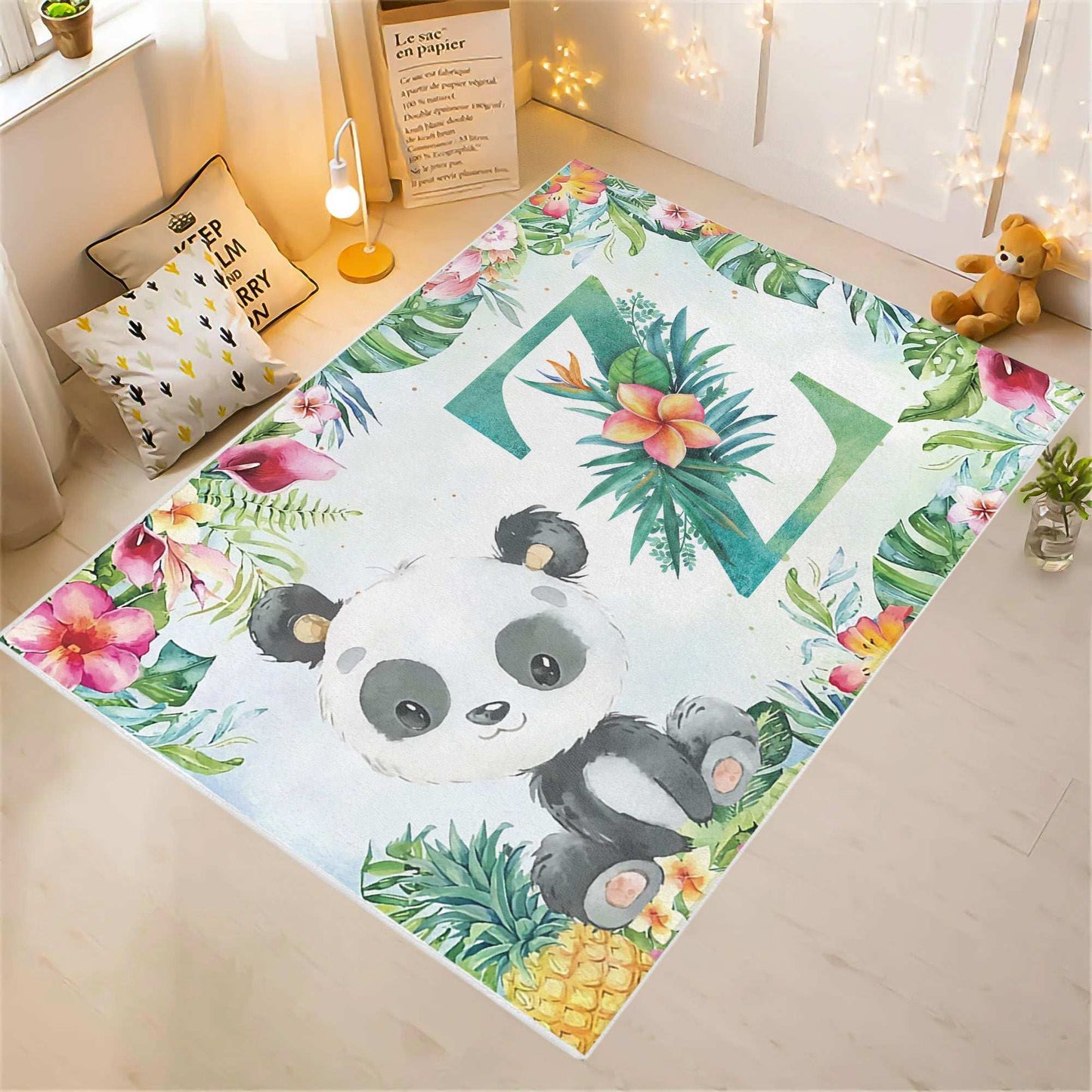 Tropical Panda Nursery Rug