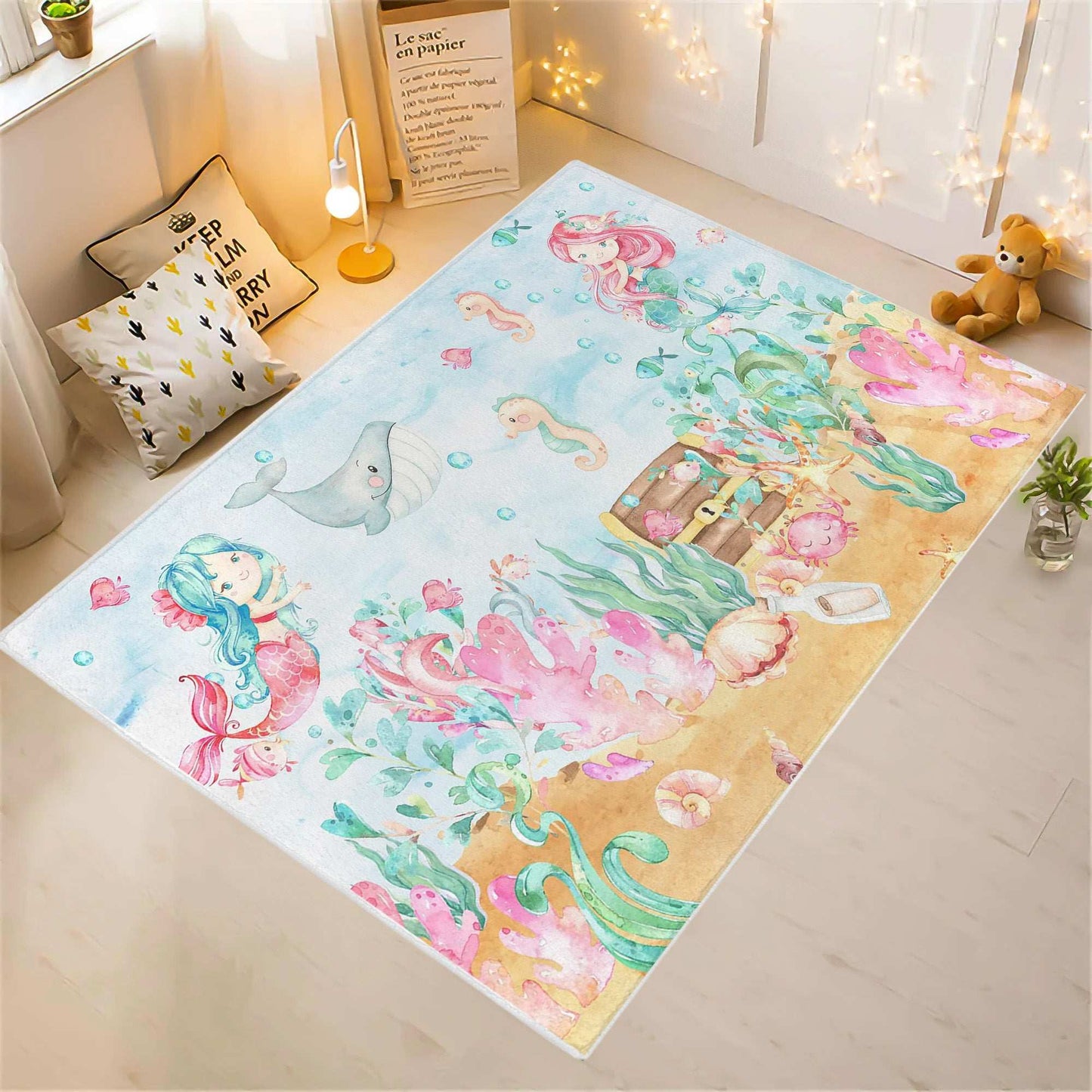Ocean Mermaids Nursery Rug