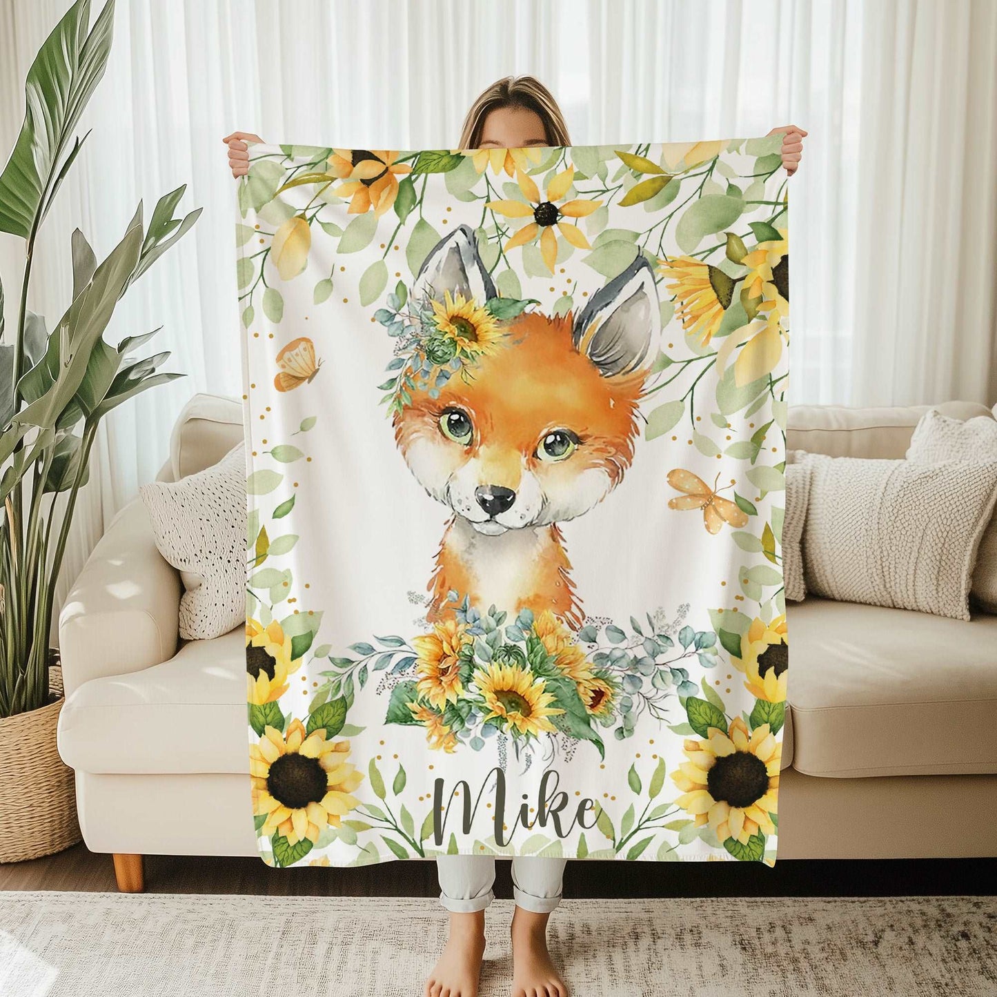 Fox Sunflower Blanket