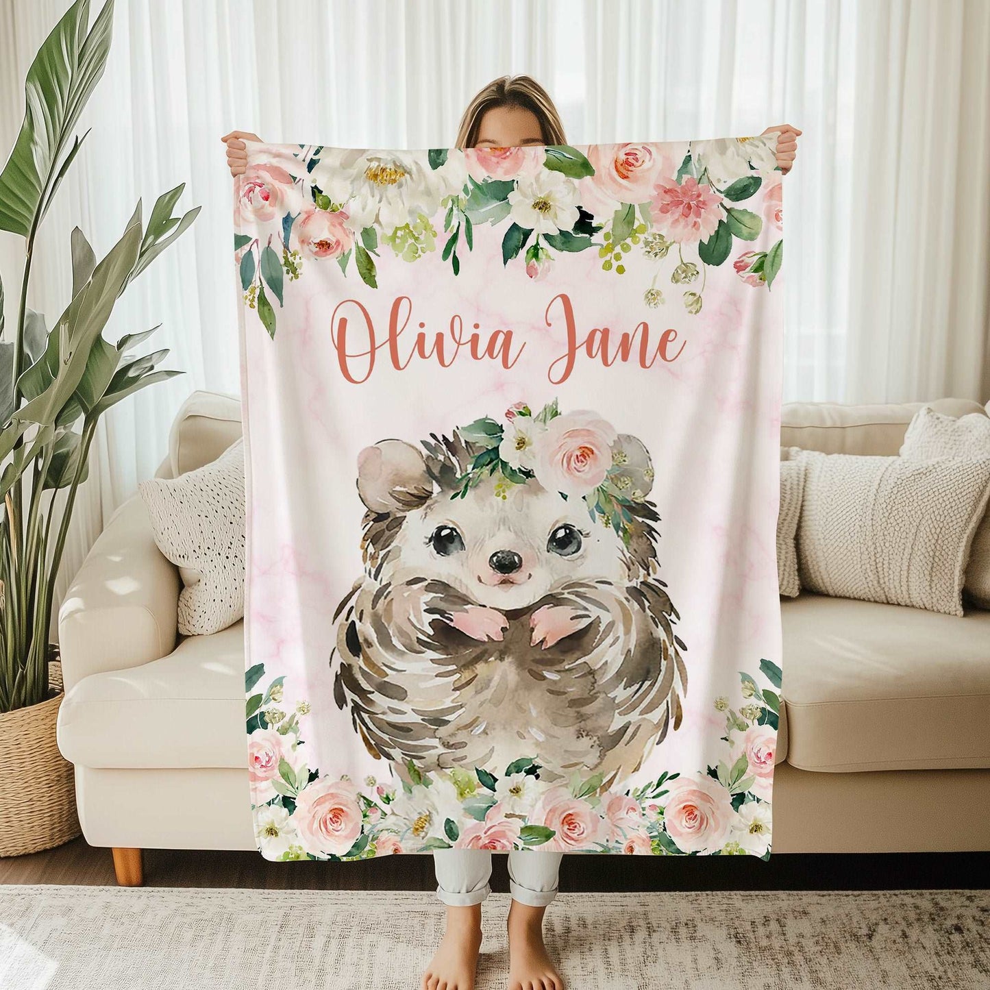 Hedgehog Rose Floral Blanket