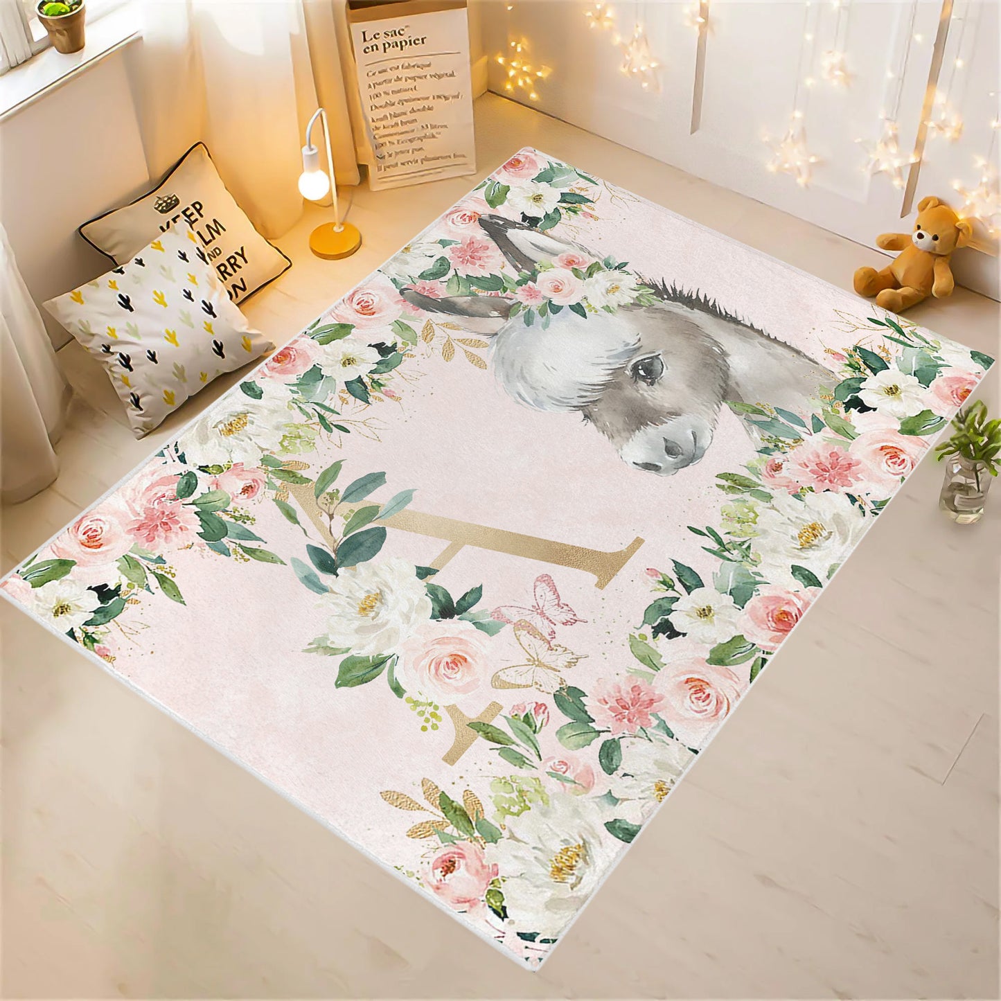 Donkey Rose Floral Rug