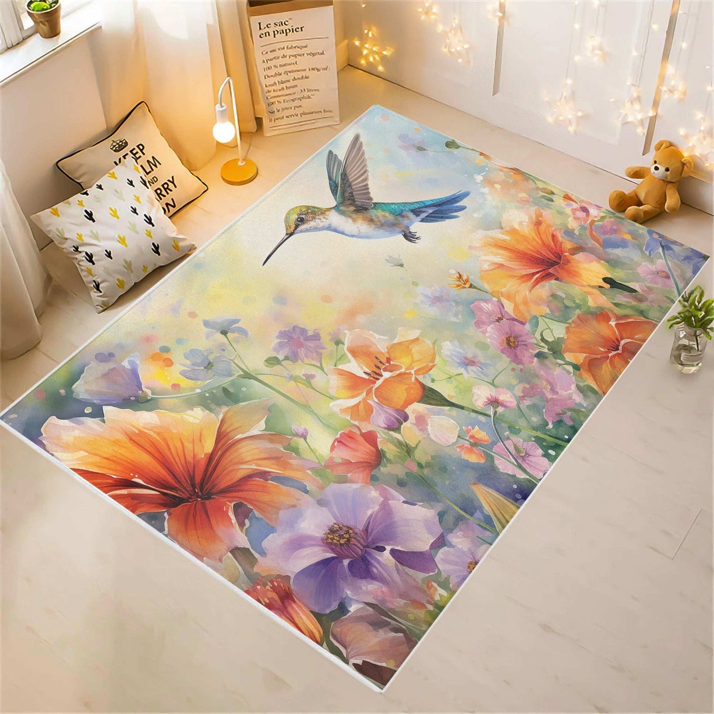 Hummingbird Floral Rug