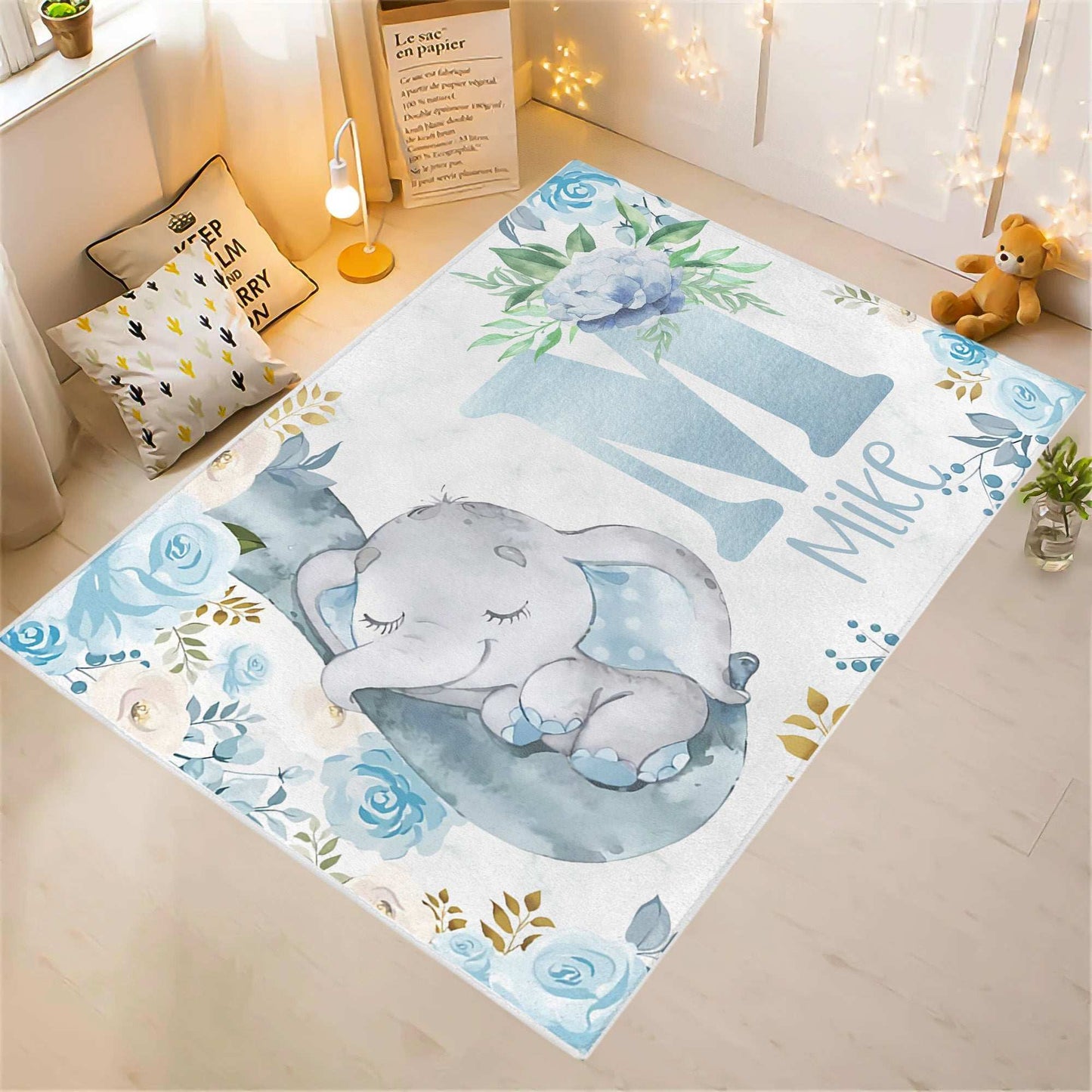 Mum And Baby Elephant Nursery Rug