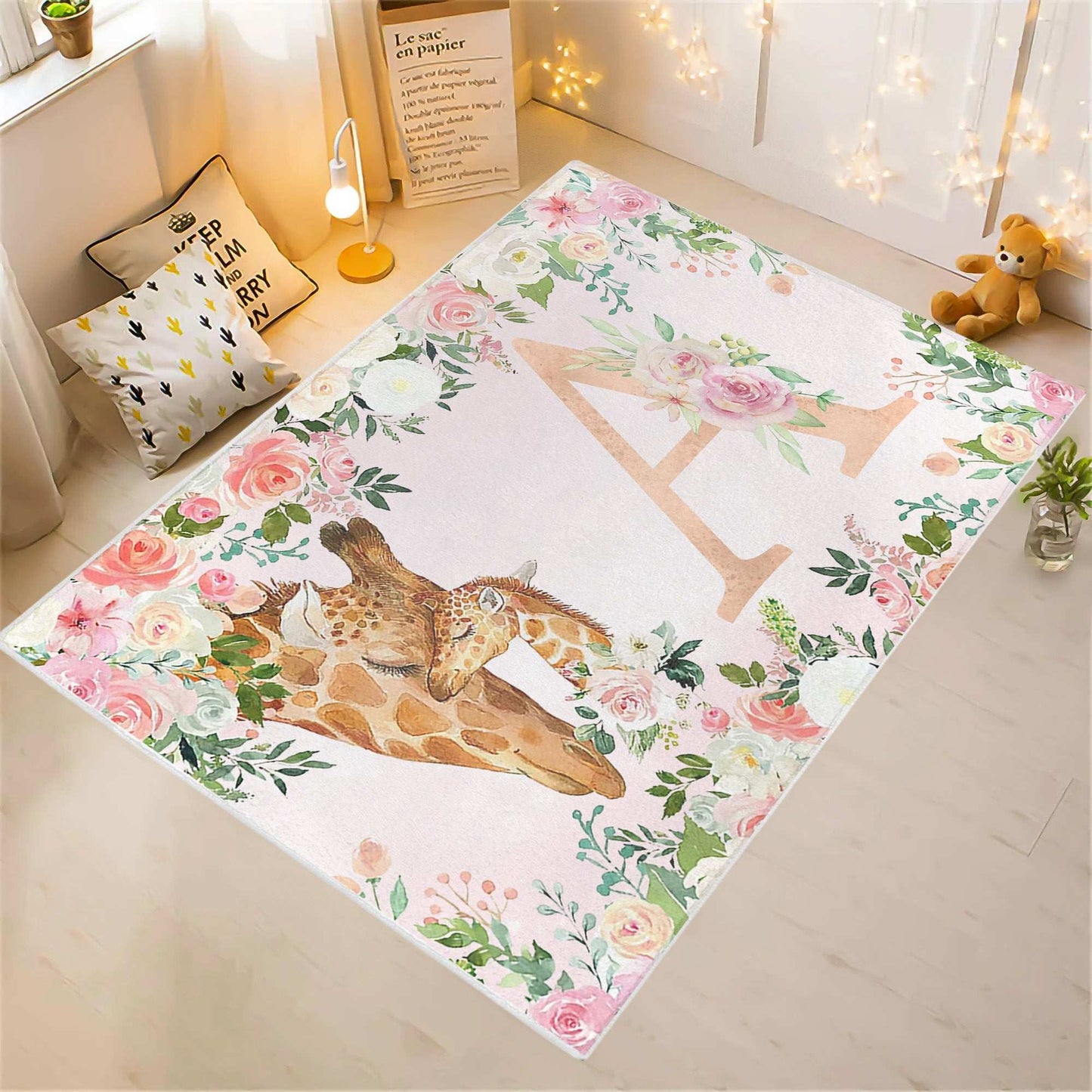 Mum And Baby Giraffe Rug