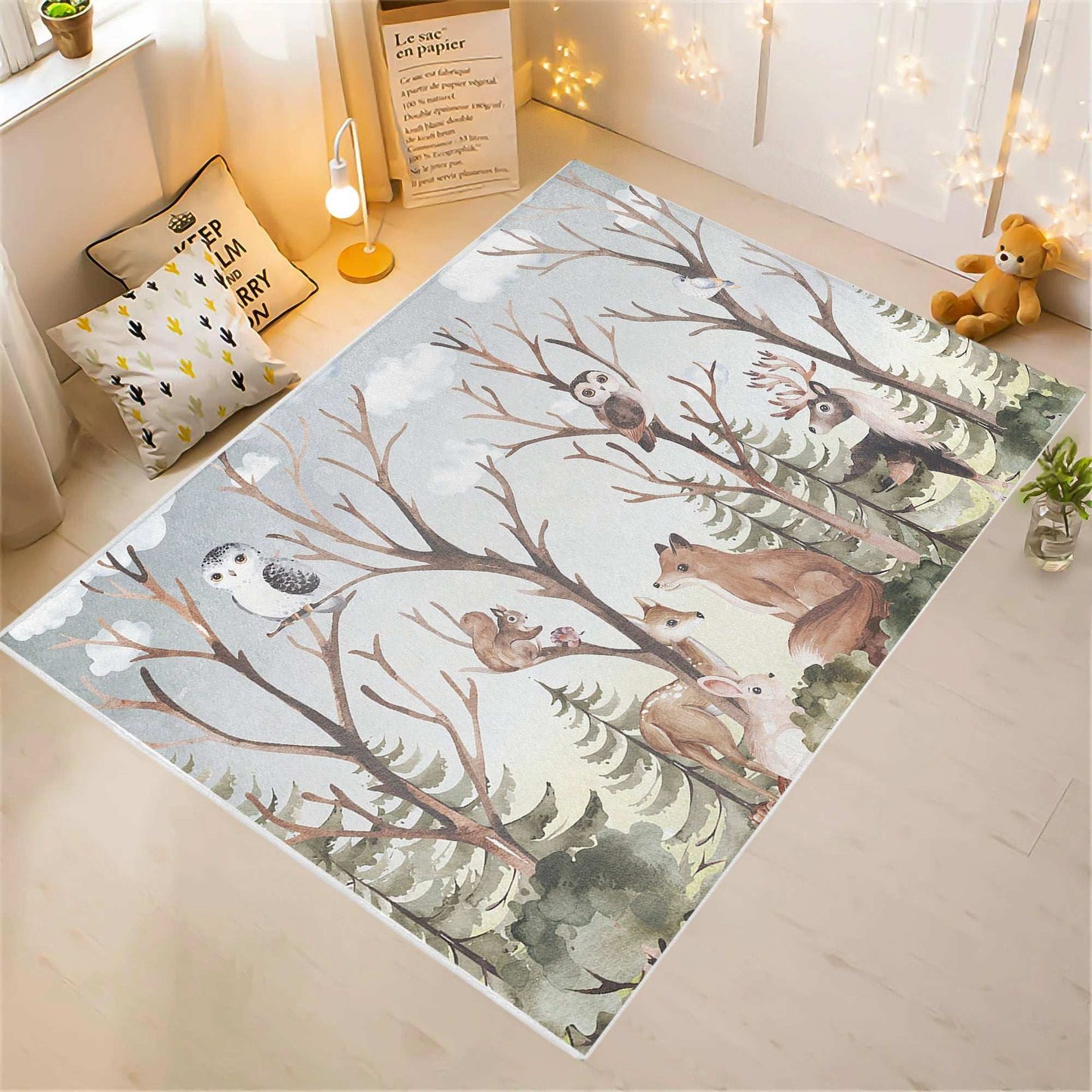 Woodland Animals Nursery Rug
