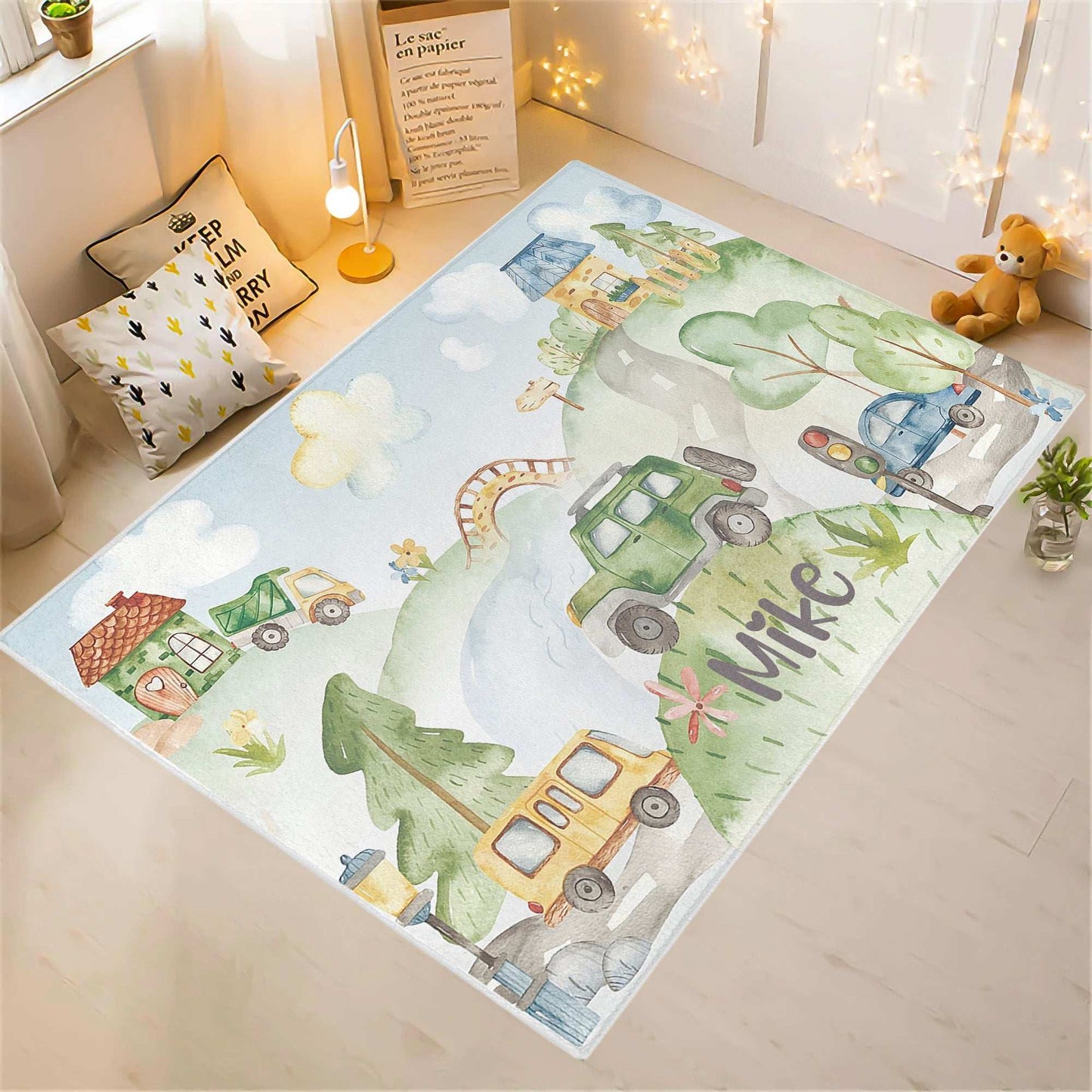 City Road Car Kids Playroom Rug