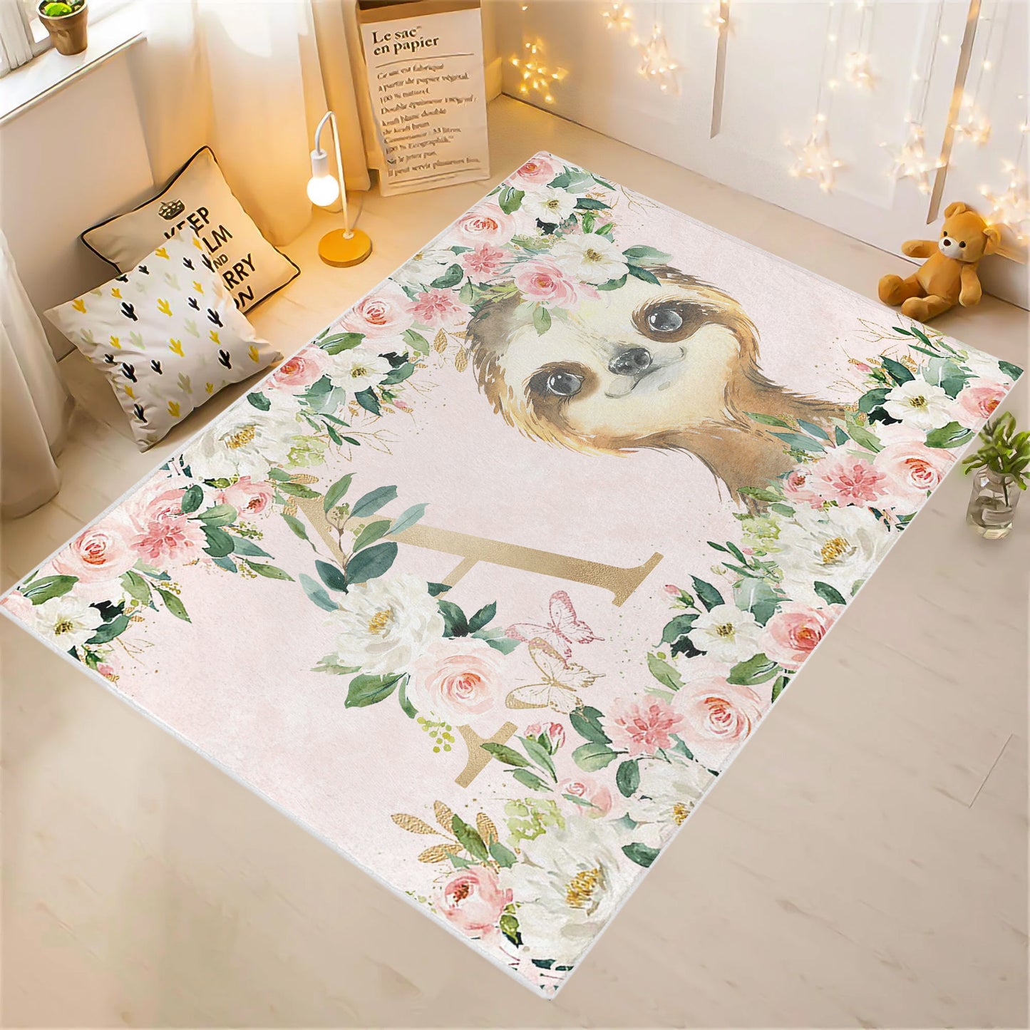 Sloth Rose Floral Rug