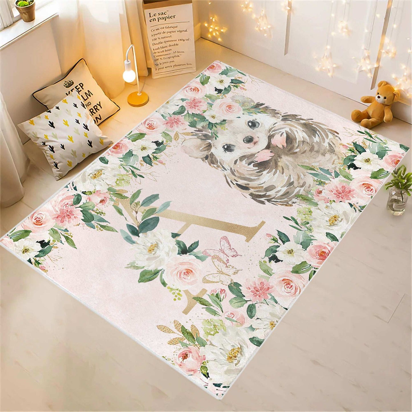 Hedgehog Rose Floral Rug
