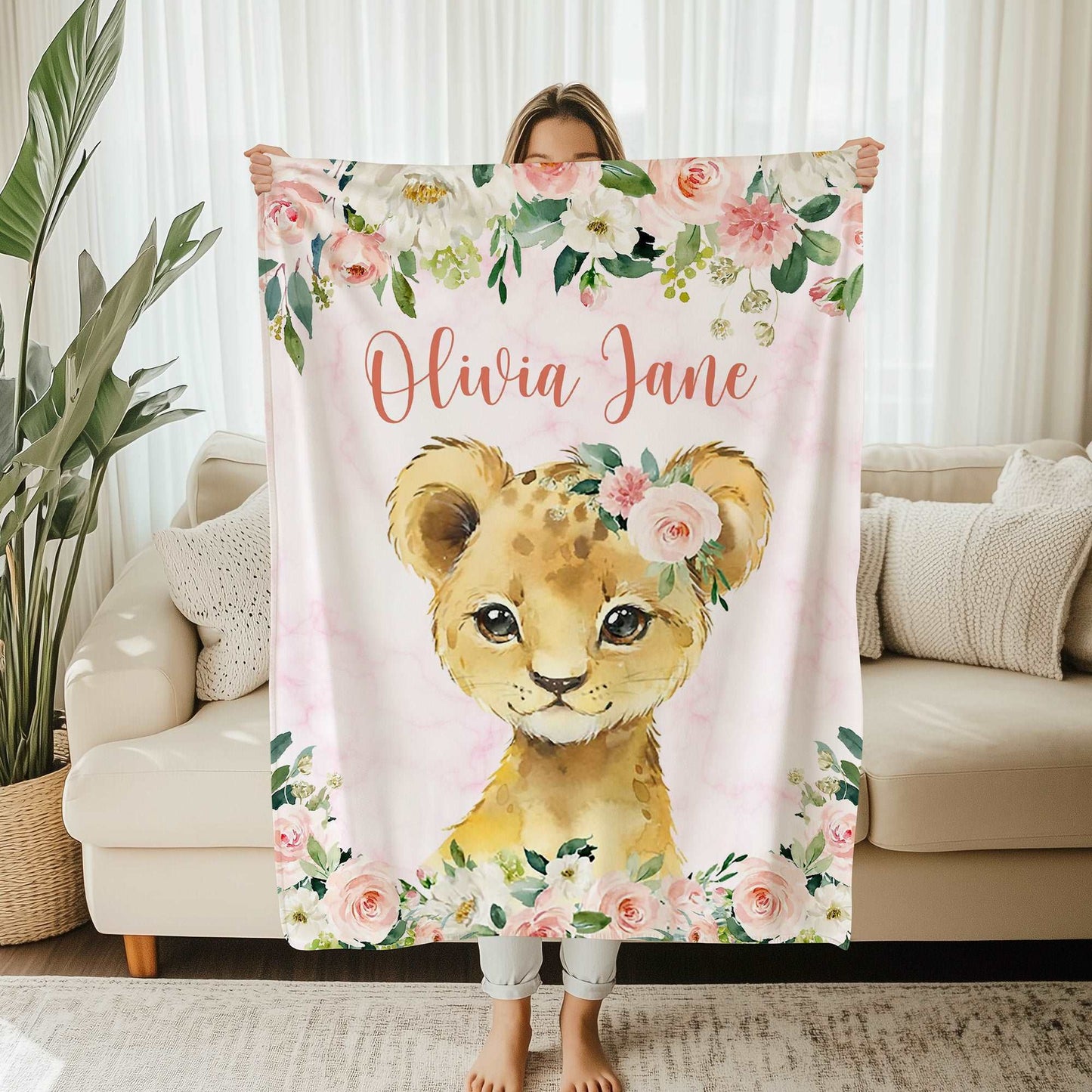 Lion Rose Floral Blanket