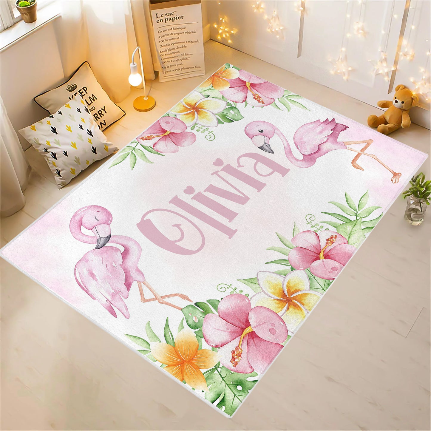 Tropical Flamingo Nursery Rug