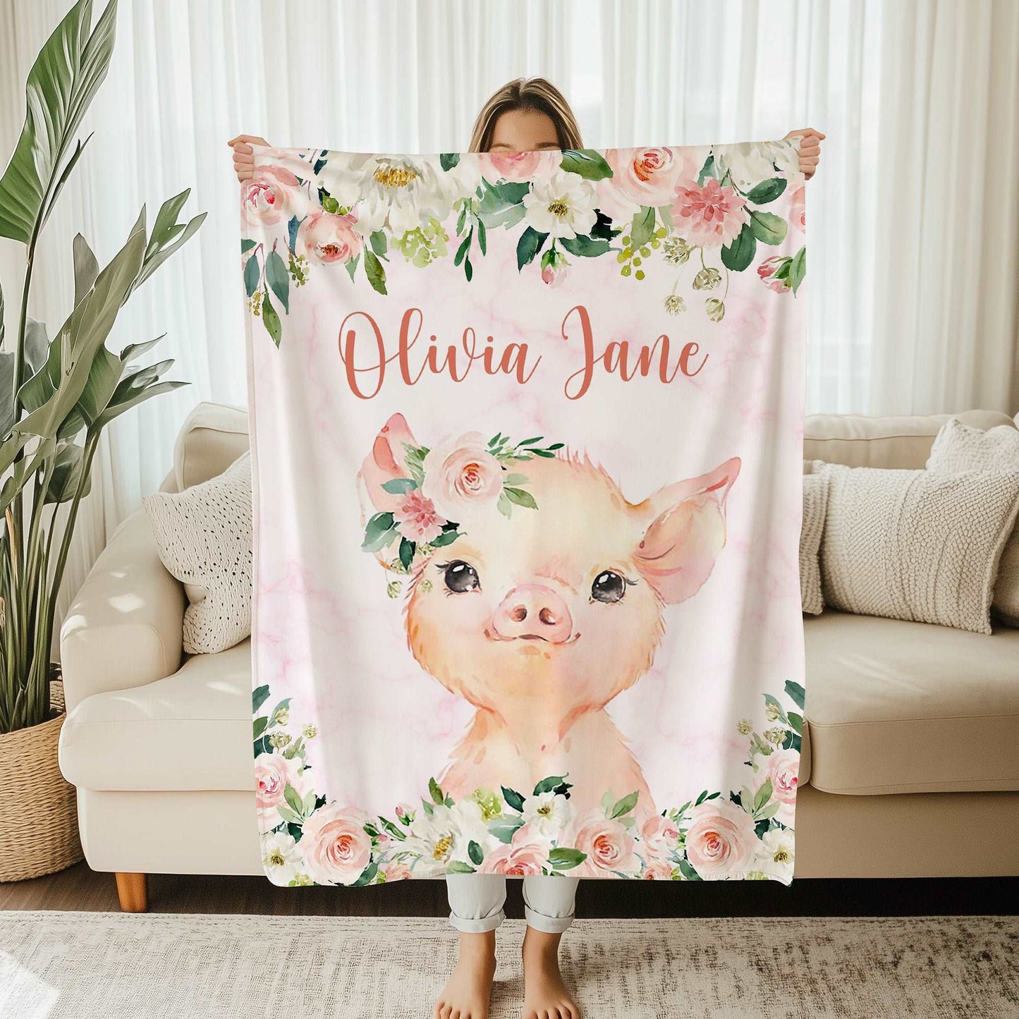 Pig Rose Floral Blanket
