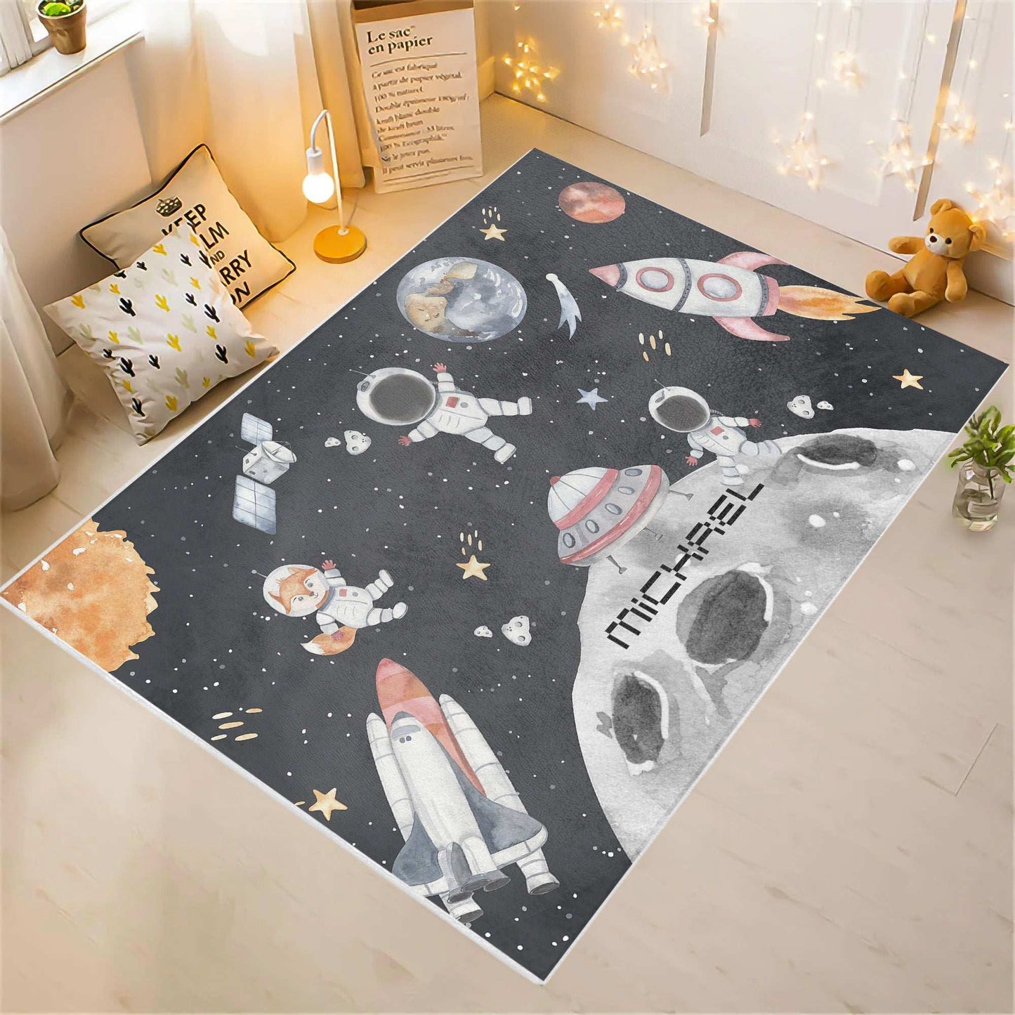 Space Astronaut Playroom Rug