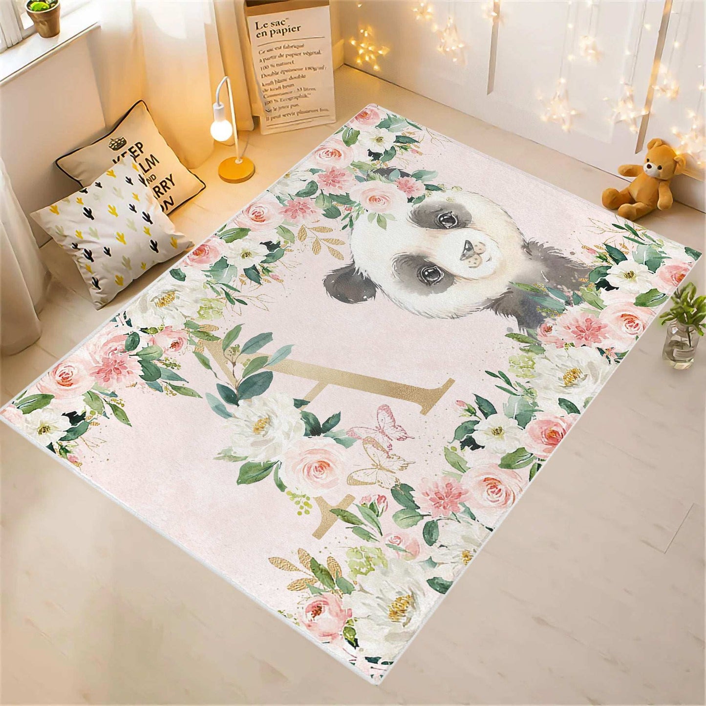 Panda Rose Floral Rug