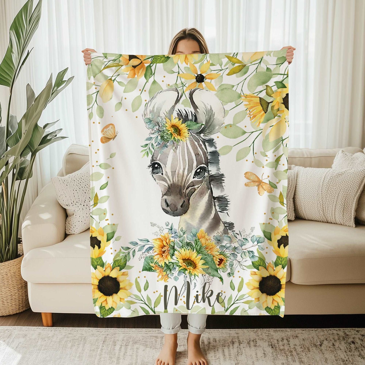 Zebra Sunflower Blanket