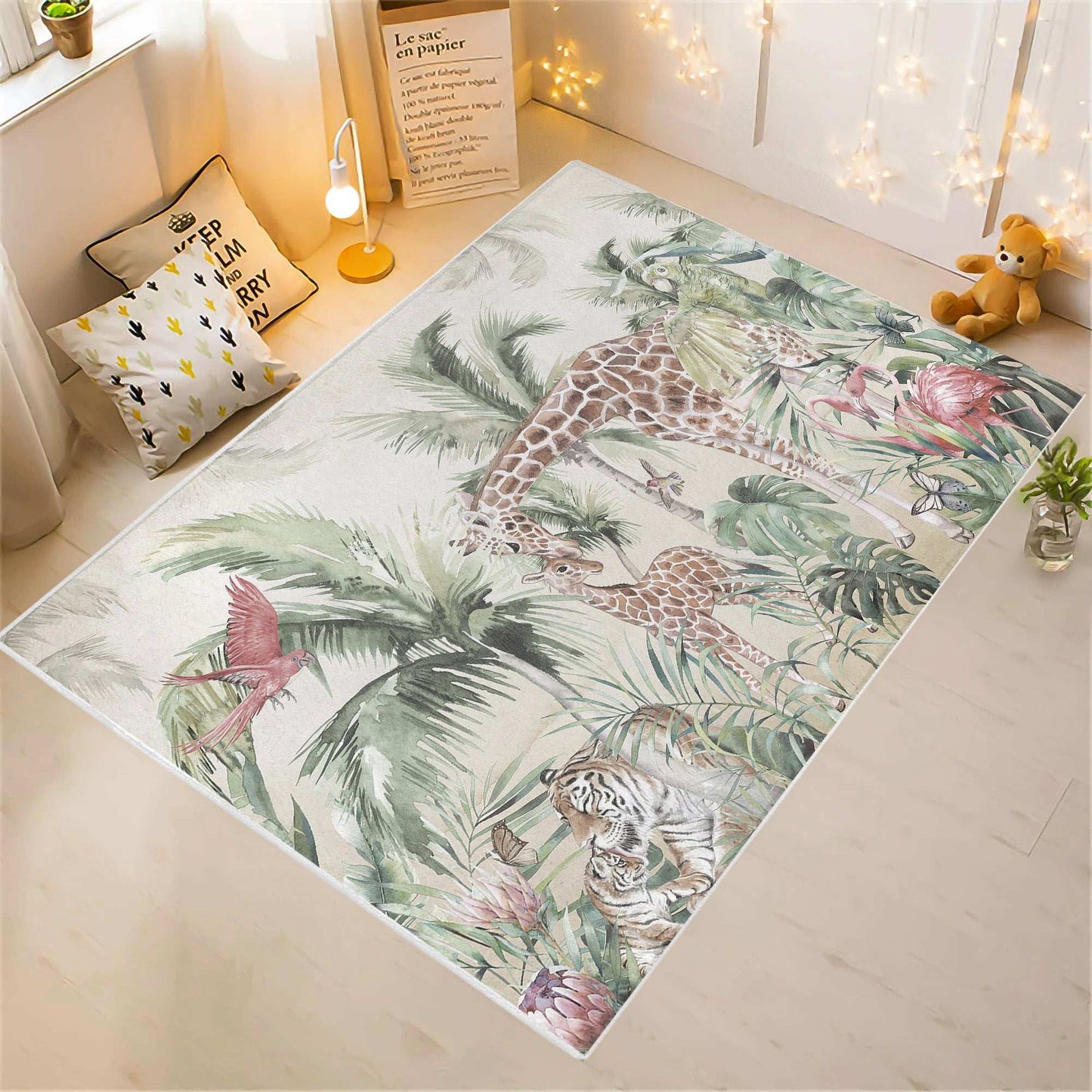 Safari Animals Kids Playroom Rug