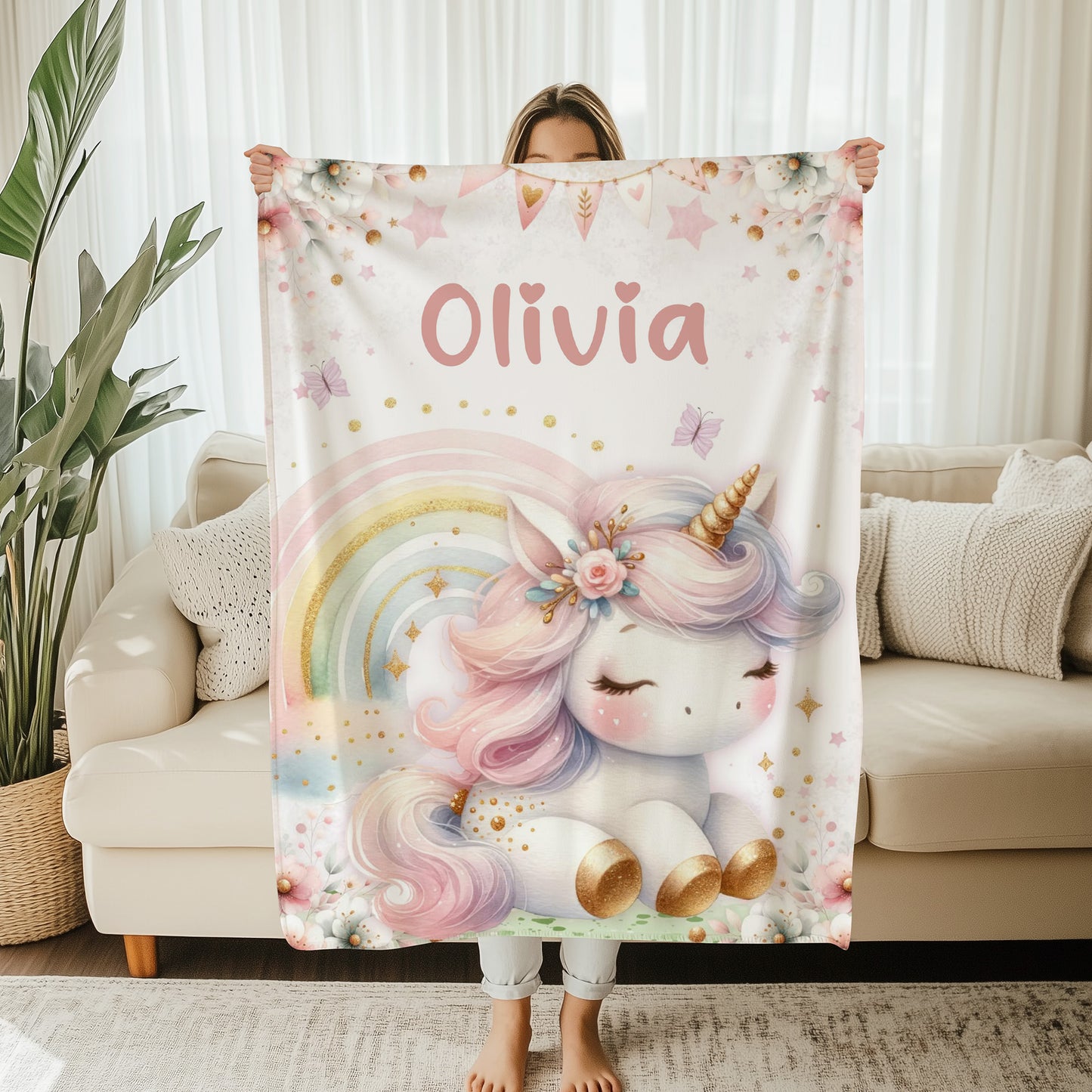 Floral Unicorn Blanket