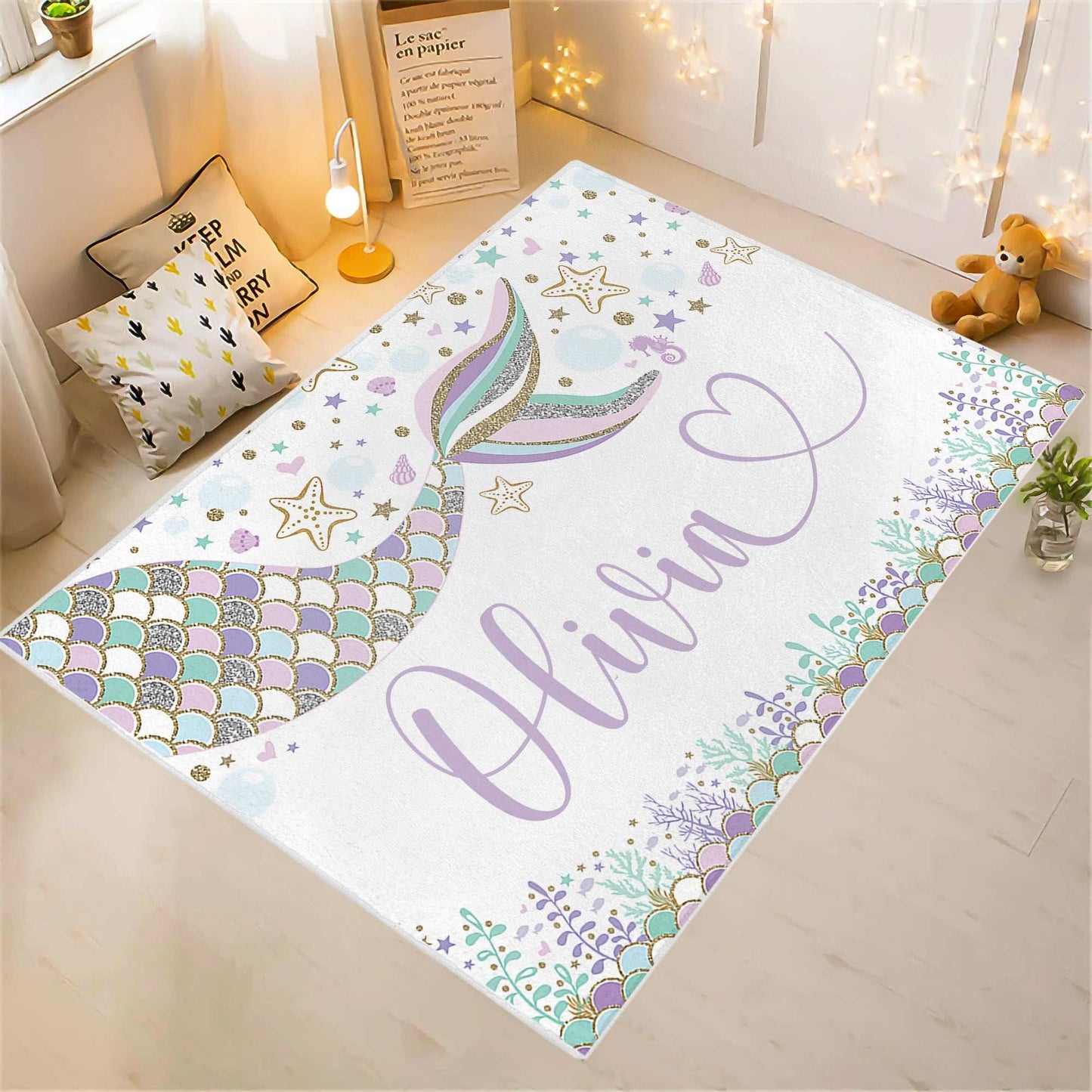 Mermaid Custom Name Rug