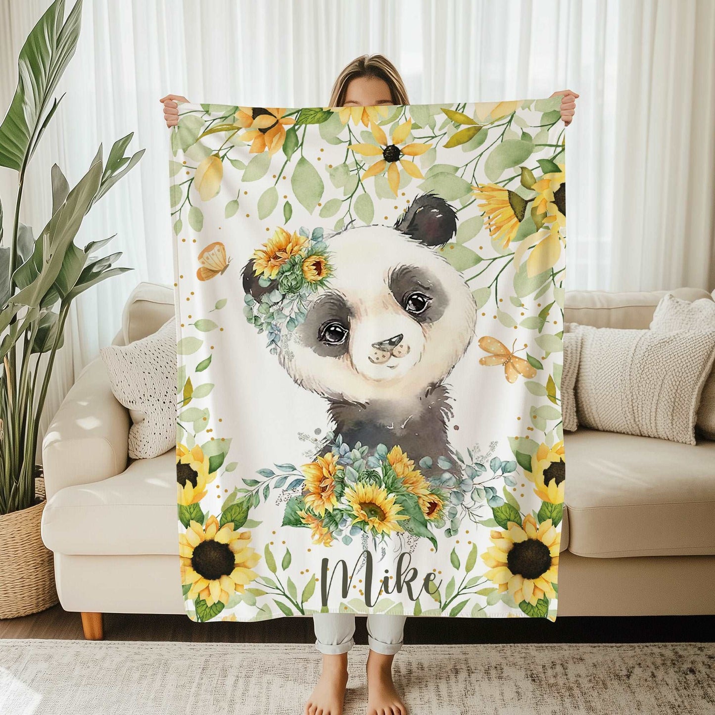 Panda Sunflower Blanket