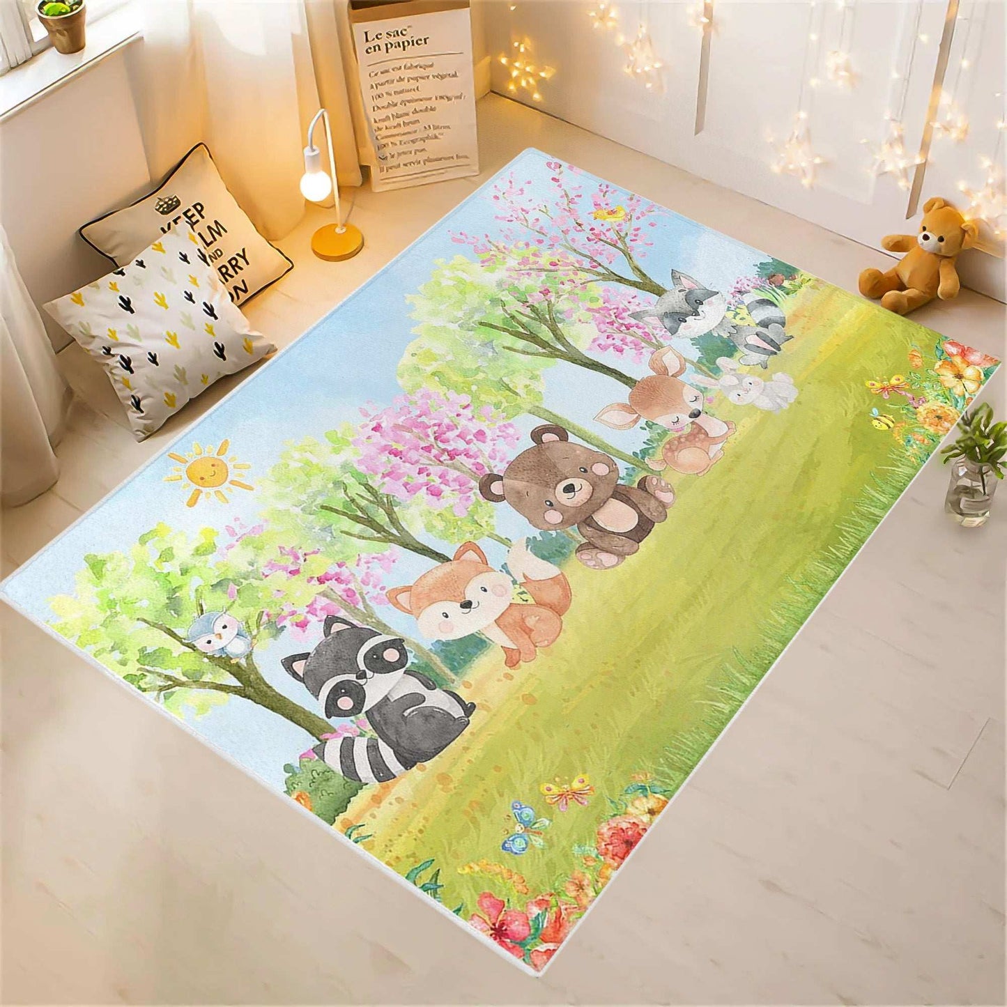 Woodland Animals Nursery Rug