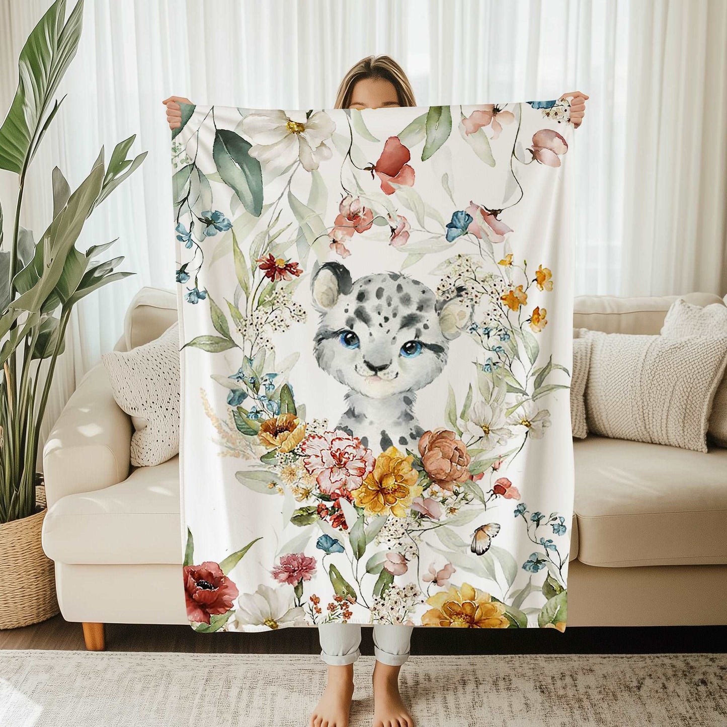Floral Leopard Blanket