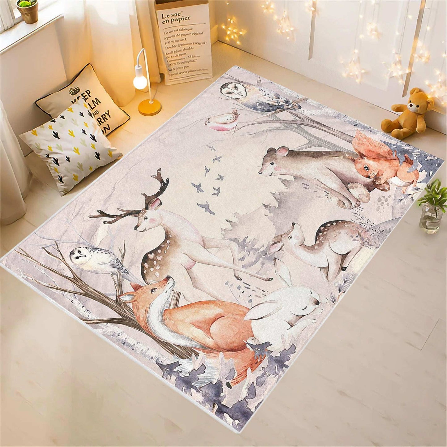 Woodland Animals Nursery Rug