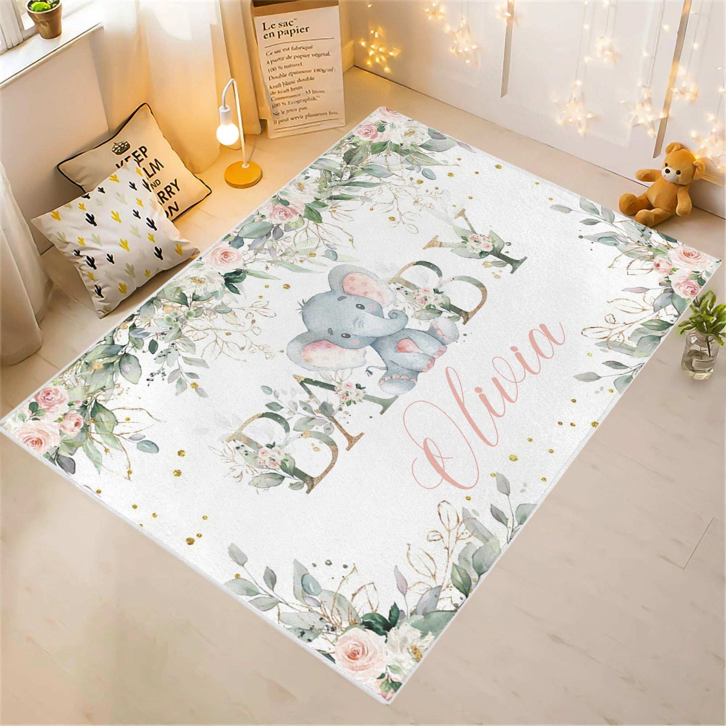Baby Elephant Nursery Rug