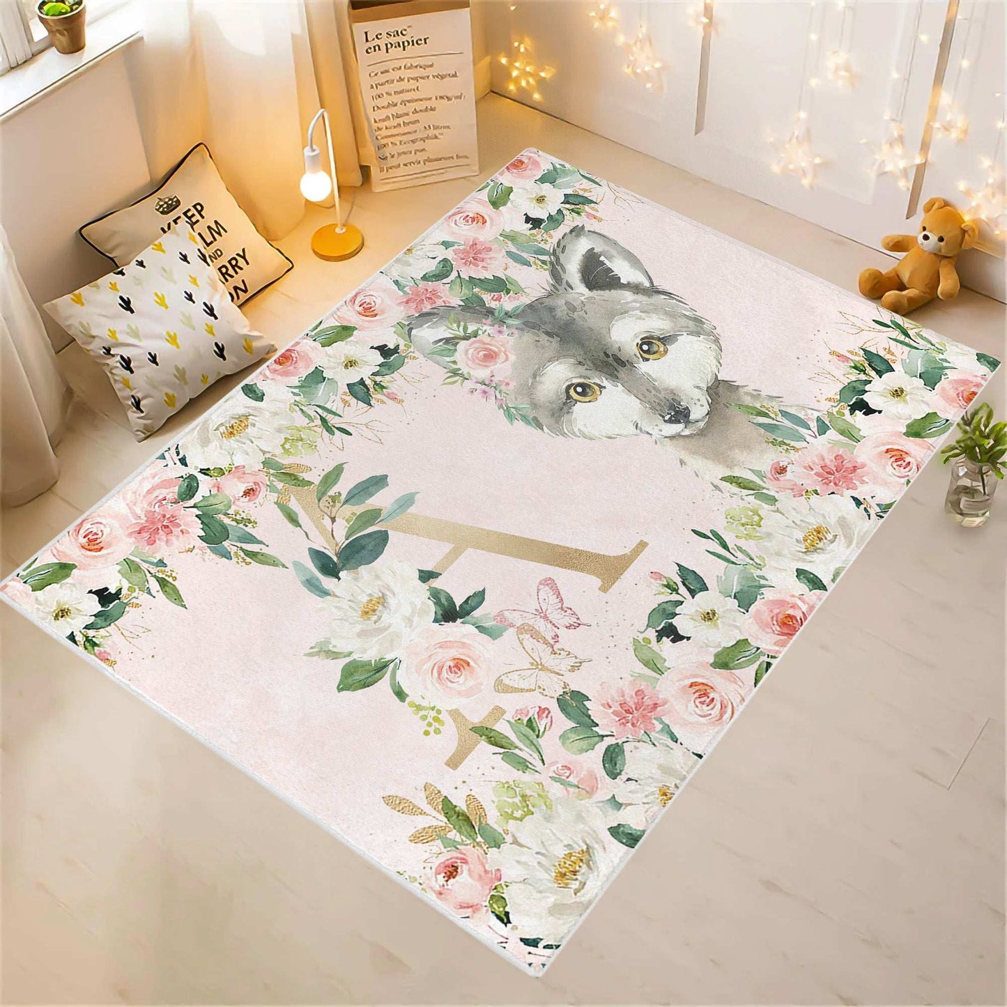 Wolf Rose Floral Rug