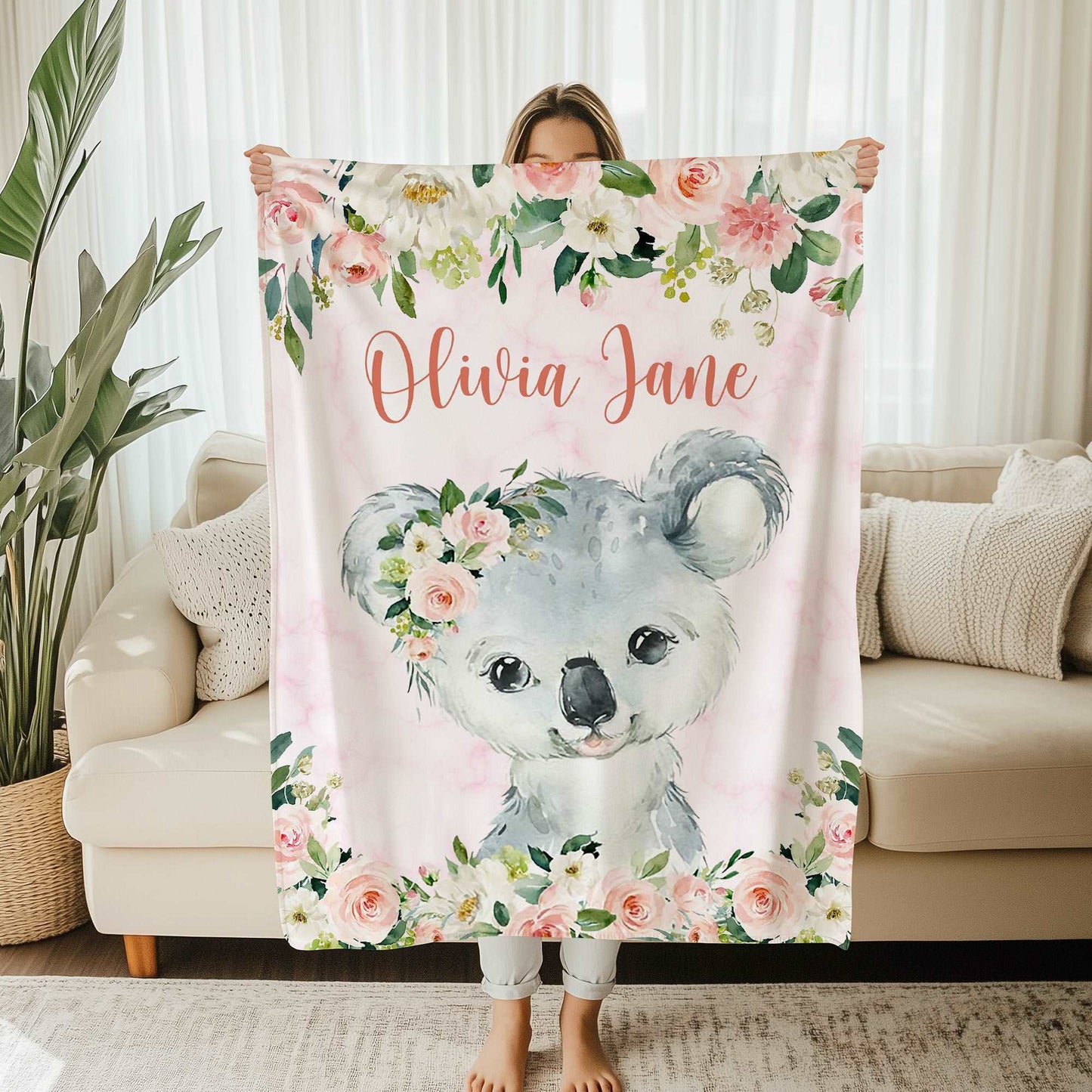 Koala Rose Floral Blanket