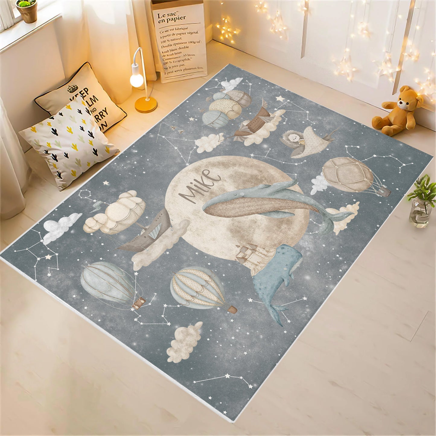 Whale Moon Nursery Rug