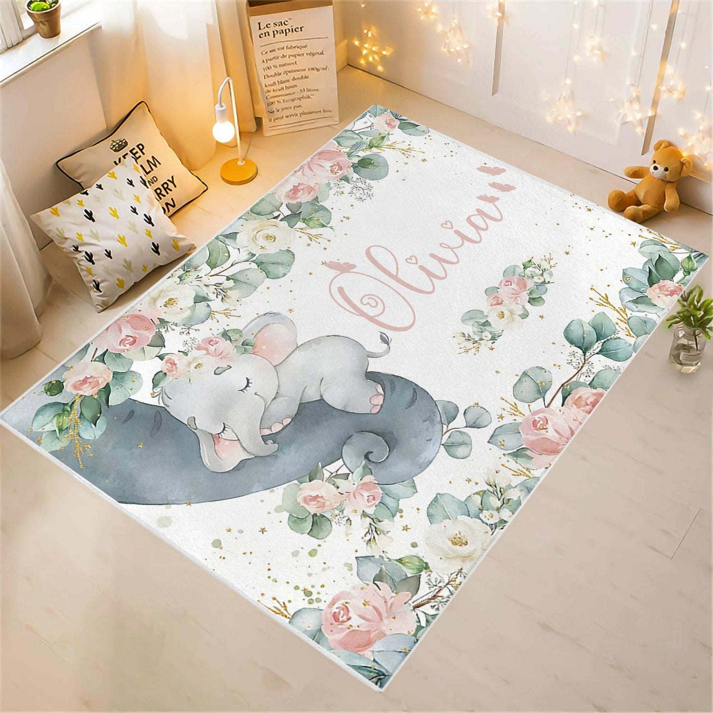 Mum And Baby Elephant Nursery Rug