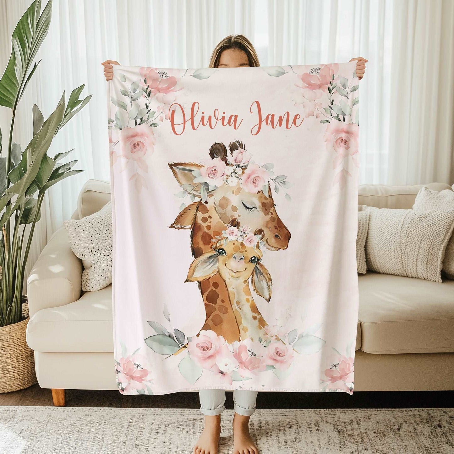 Mum And Baby Giraffe Blanket