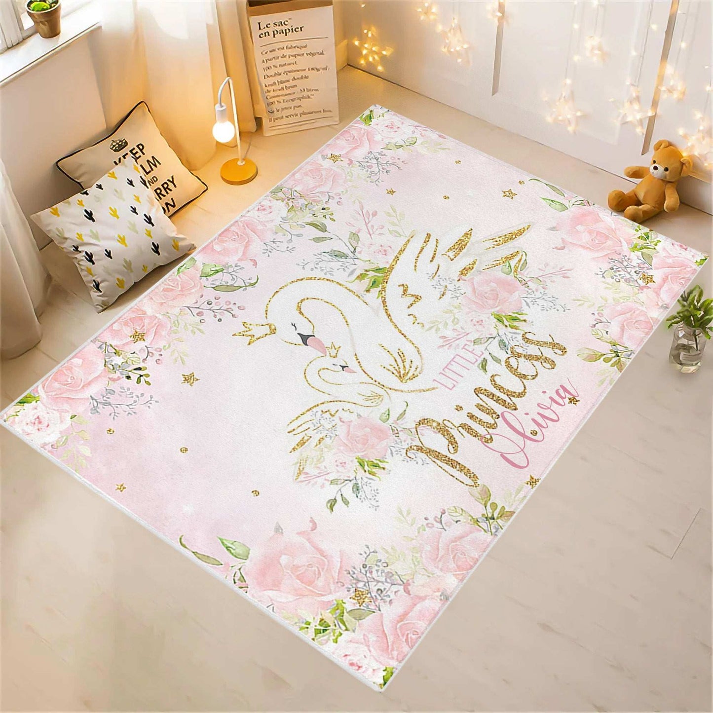 Little Princess Swan Nursery Rug