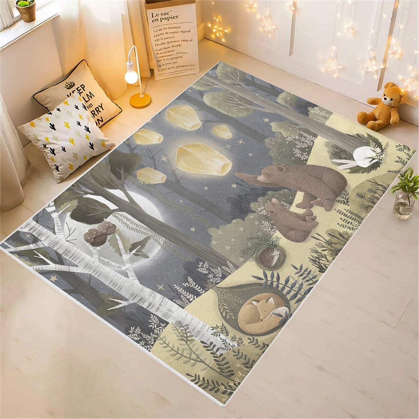 Woodland Bear Nursery Rug