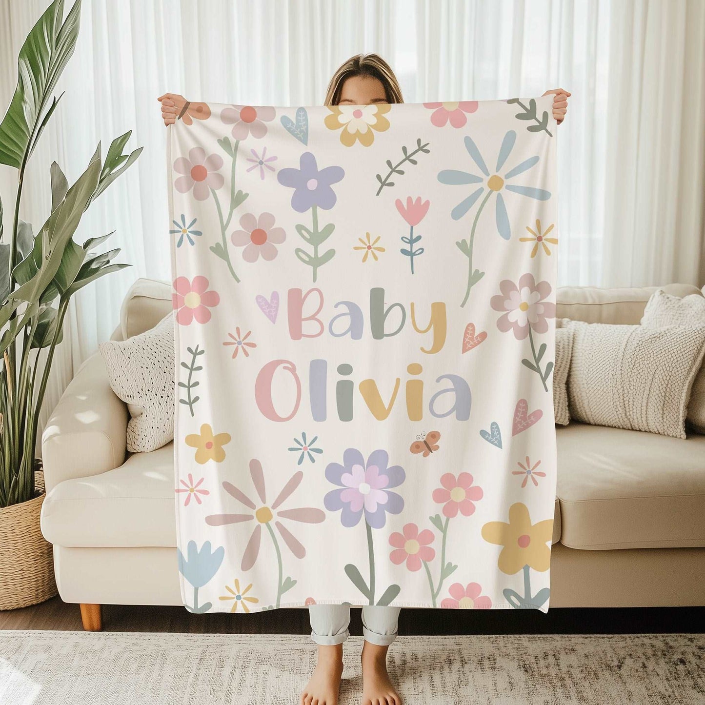 Floral Baby Name Blanket