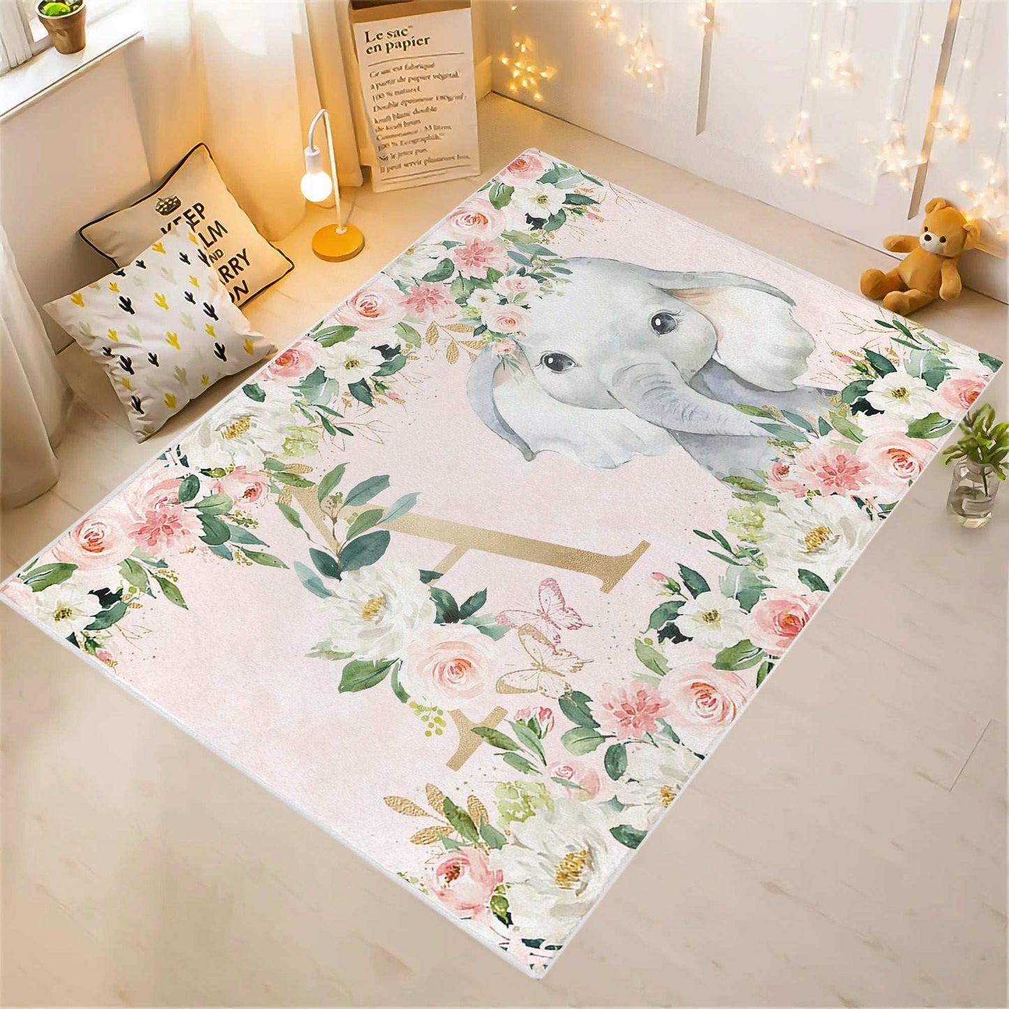 Elephant Rose Floral Rug