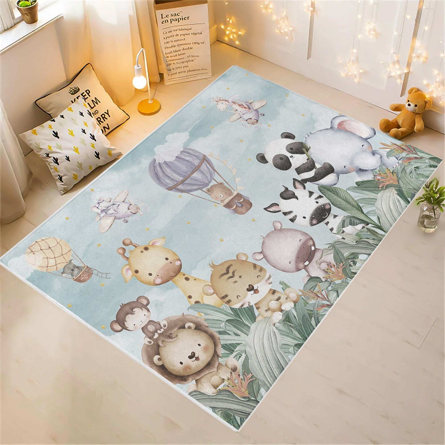 Safari Animals Kids Playroom Rug