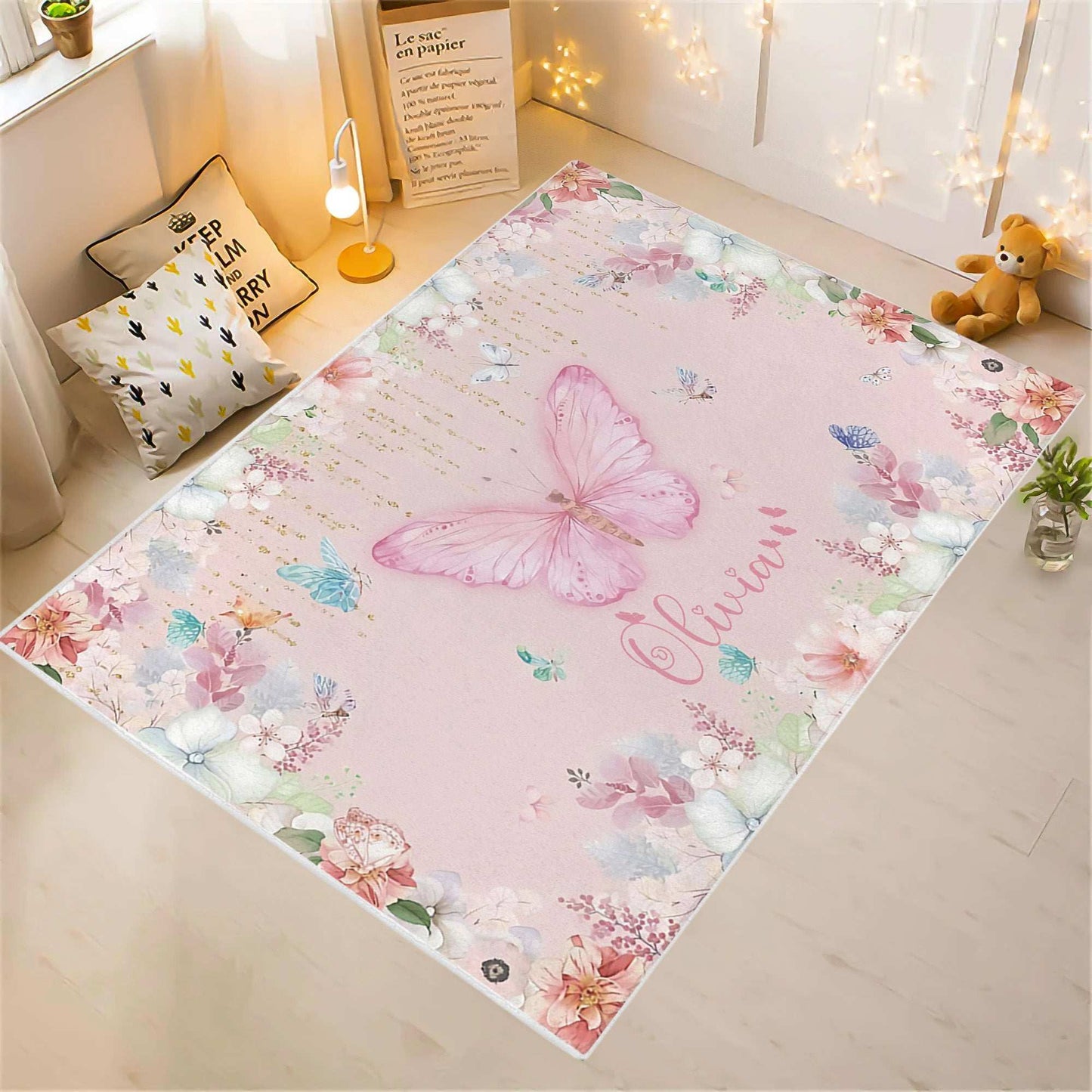 Floral Butterfly Nursery Rug