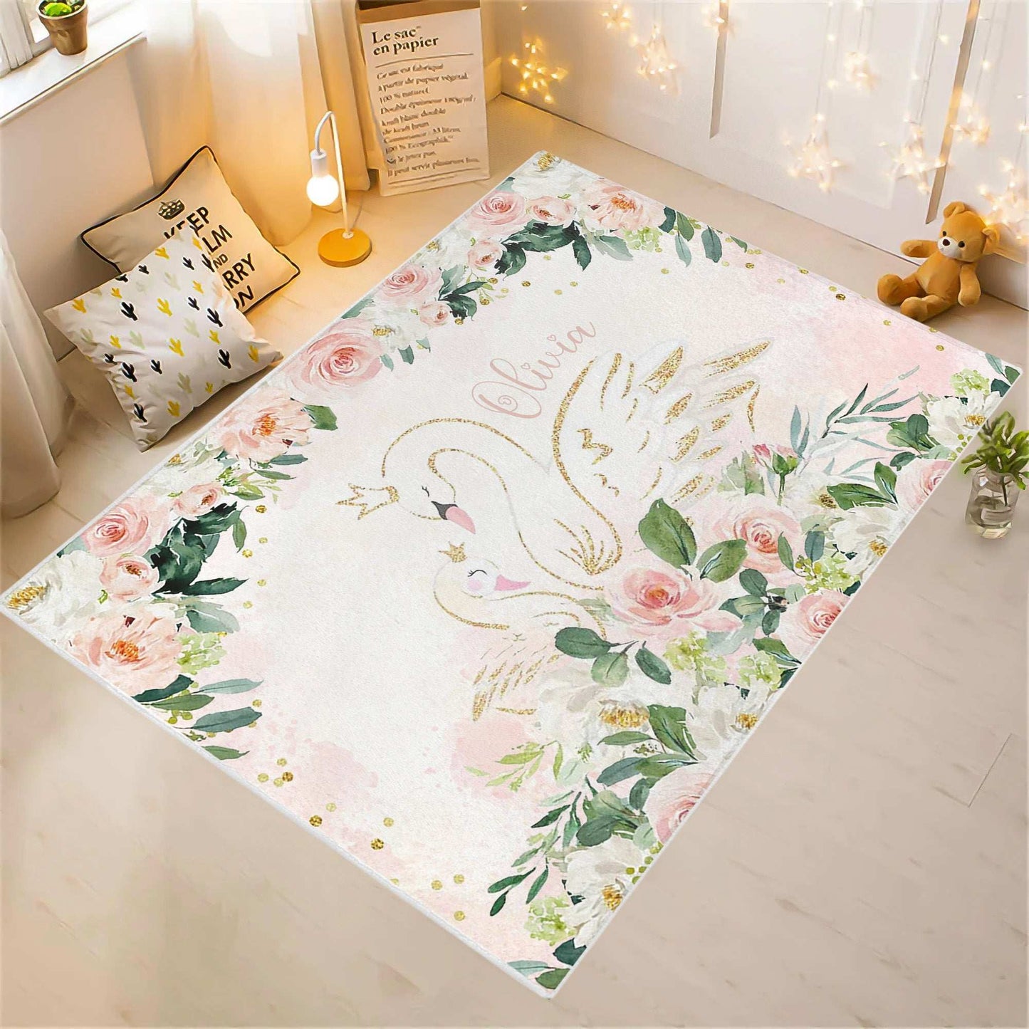 Mum And Baby Swan Nursery Rug