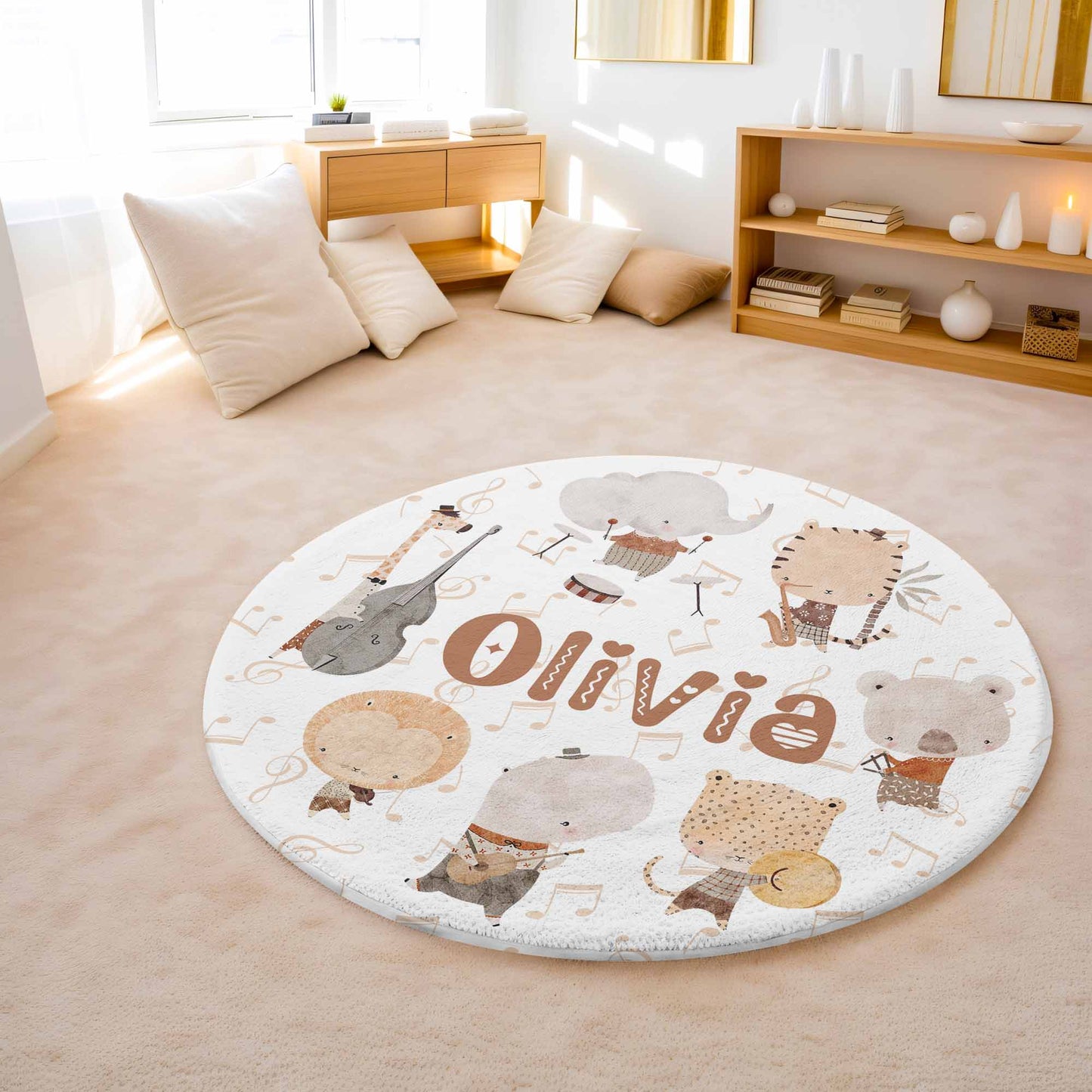 Musical Animals Round Rug