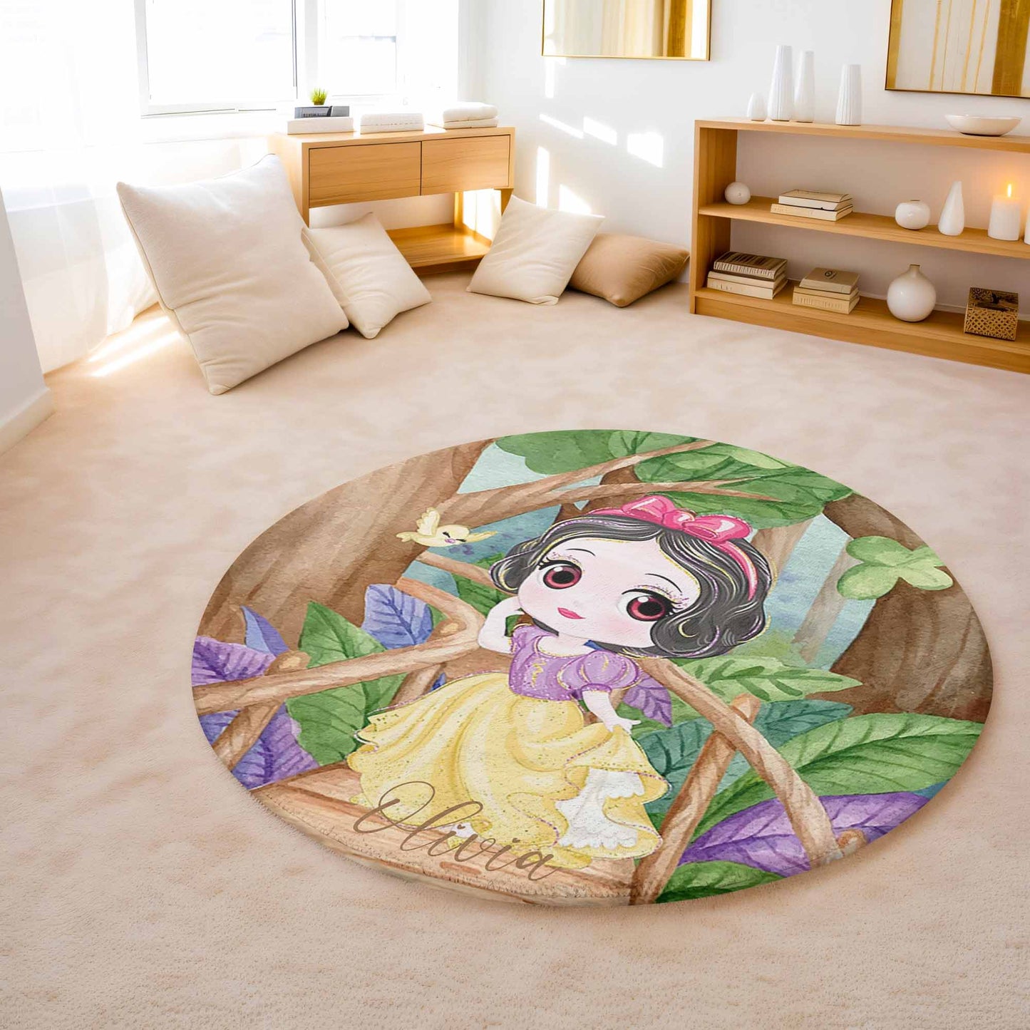 Princess Girl Round Rug