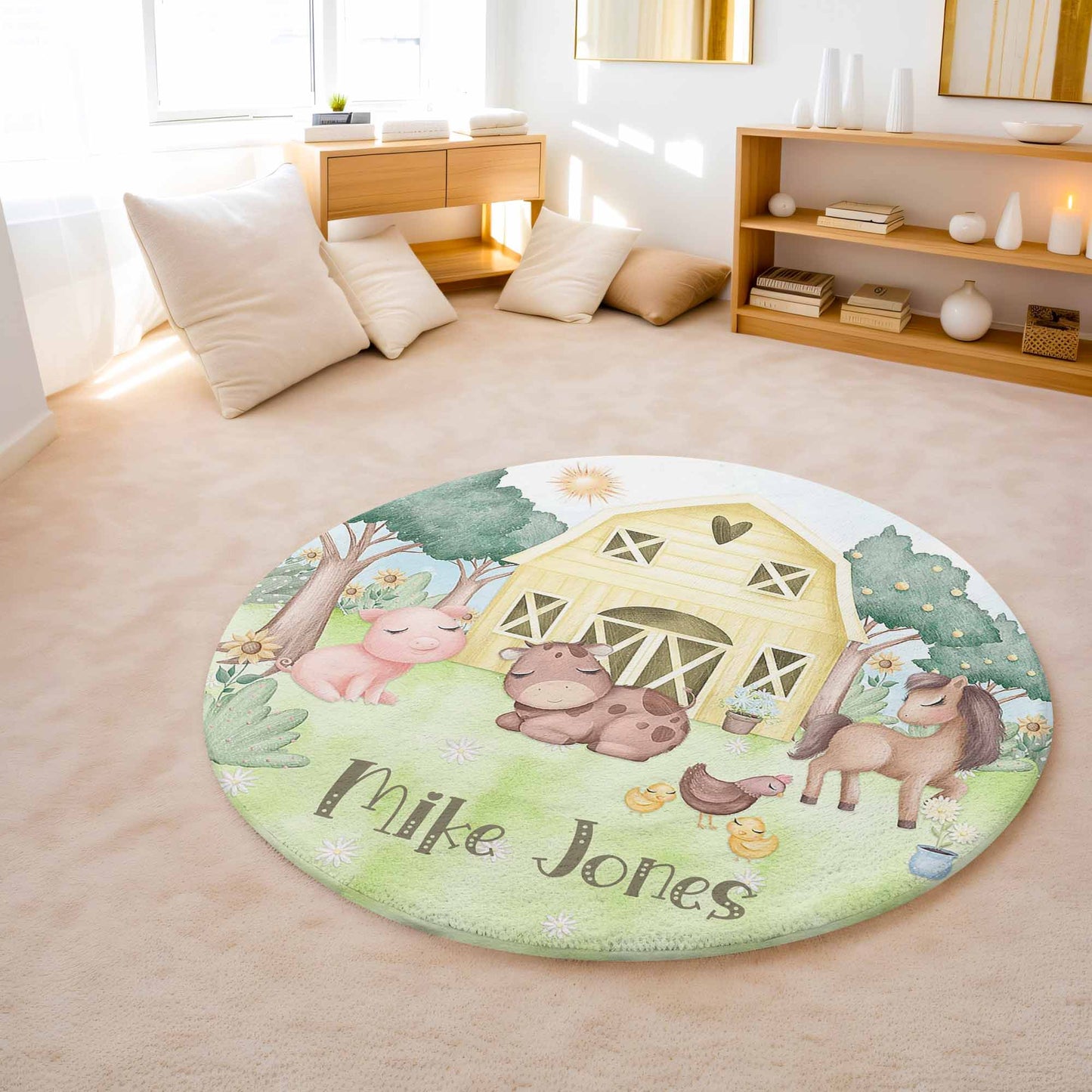 Farm Animals Round Rug