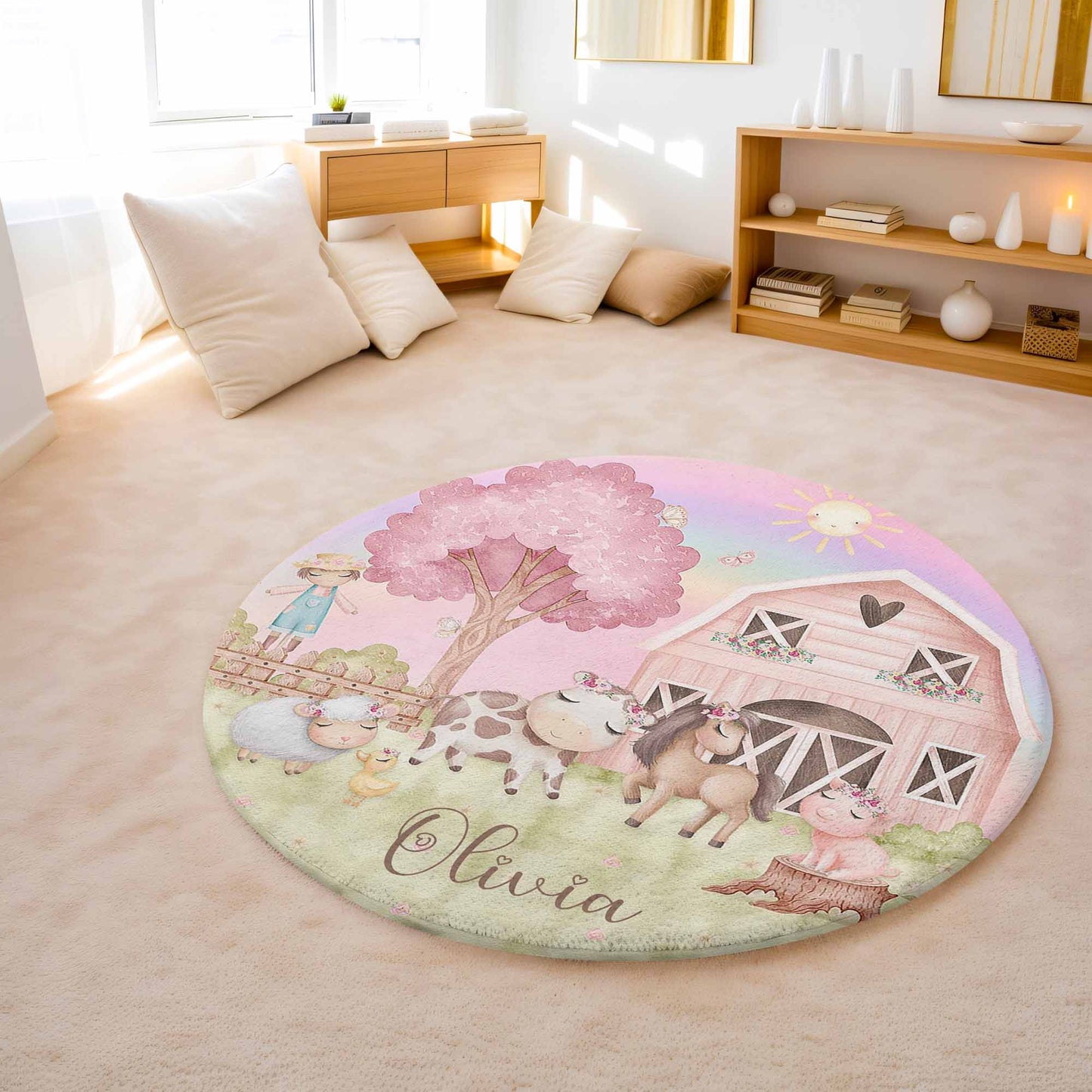Farm Animals Round Rug