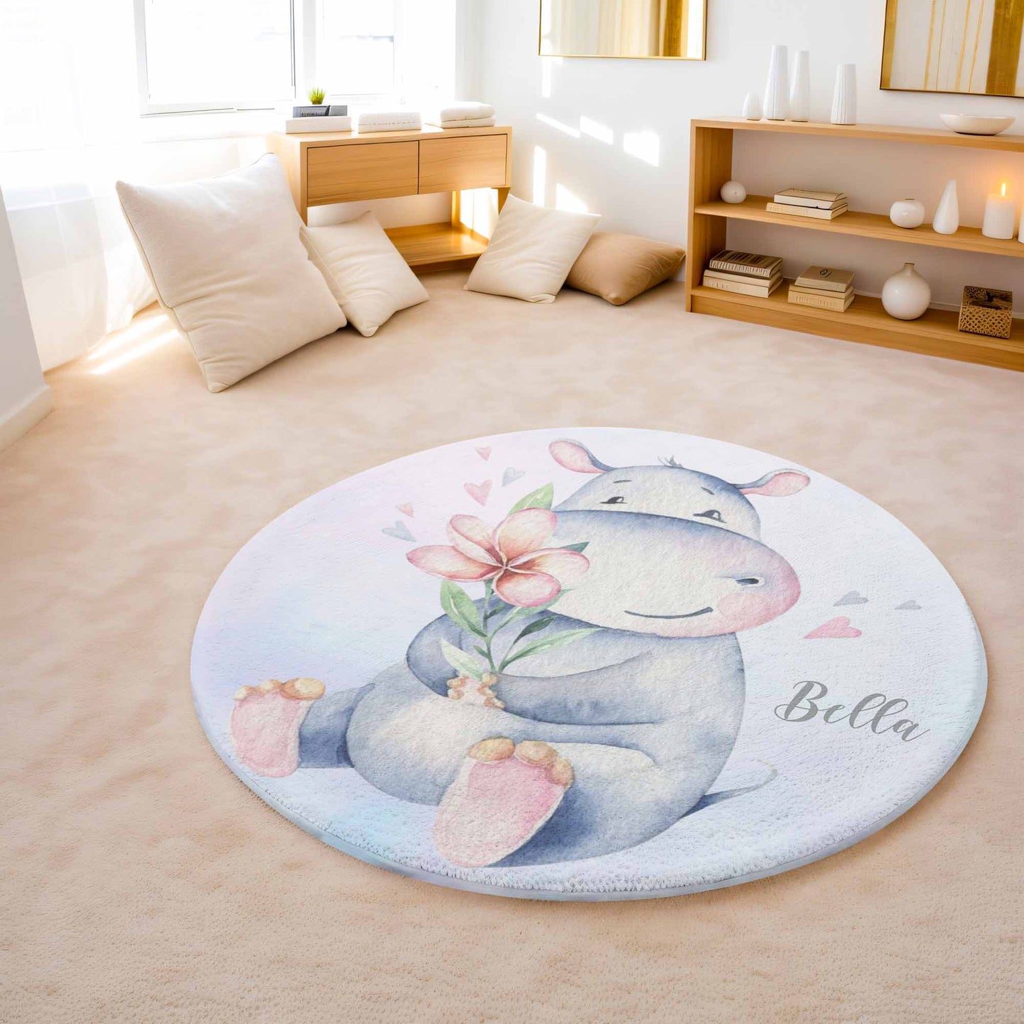Baby Hippo Round Rug
