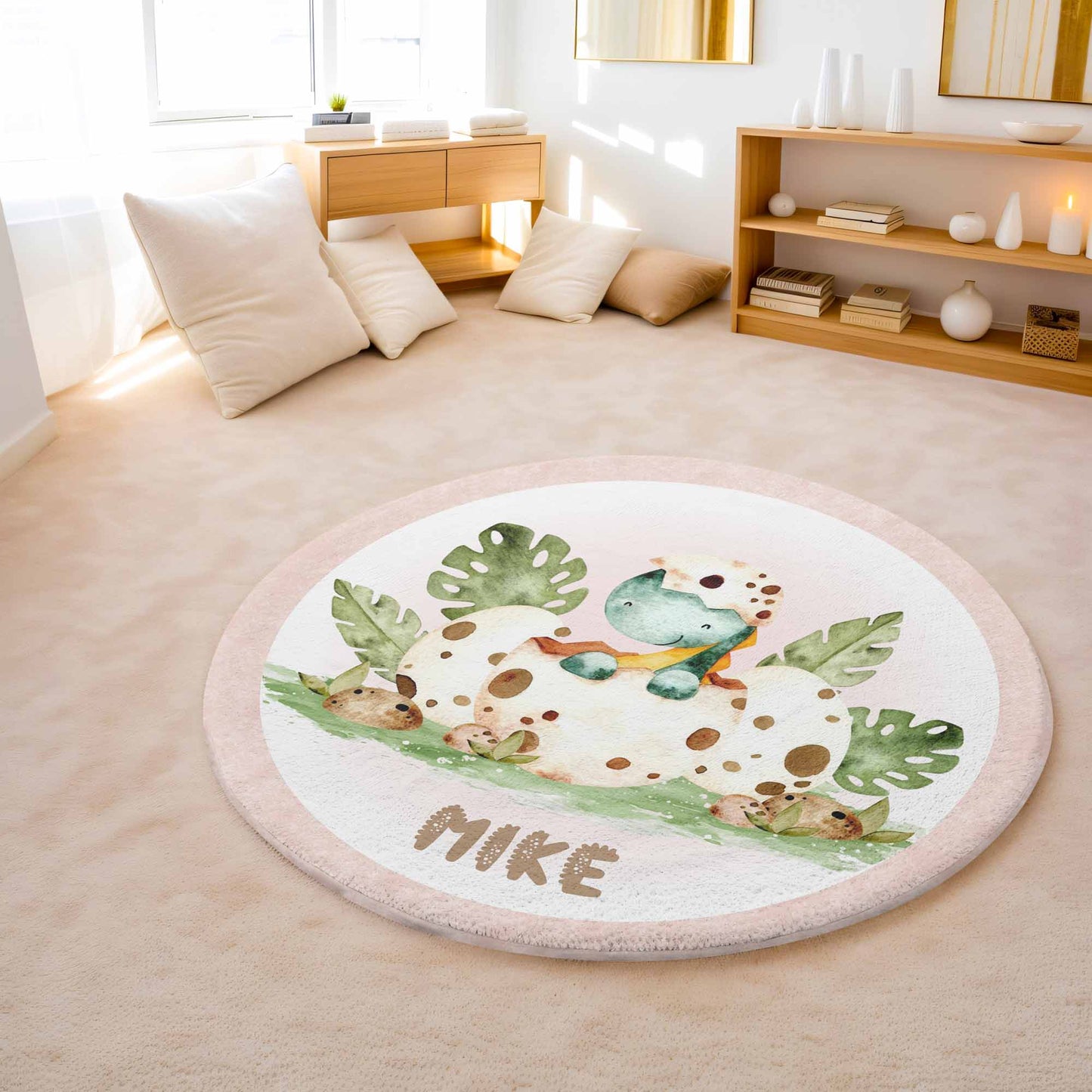 Baby Dinosaur Egg Round Rug